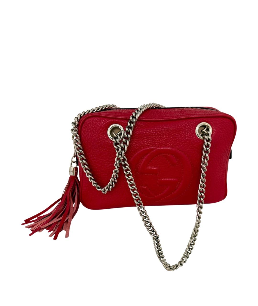 GUCCI Красная кожаная сумка через плечо, фото 1