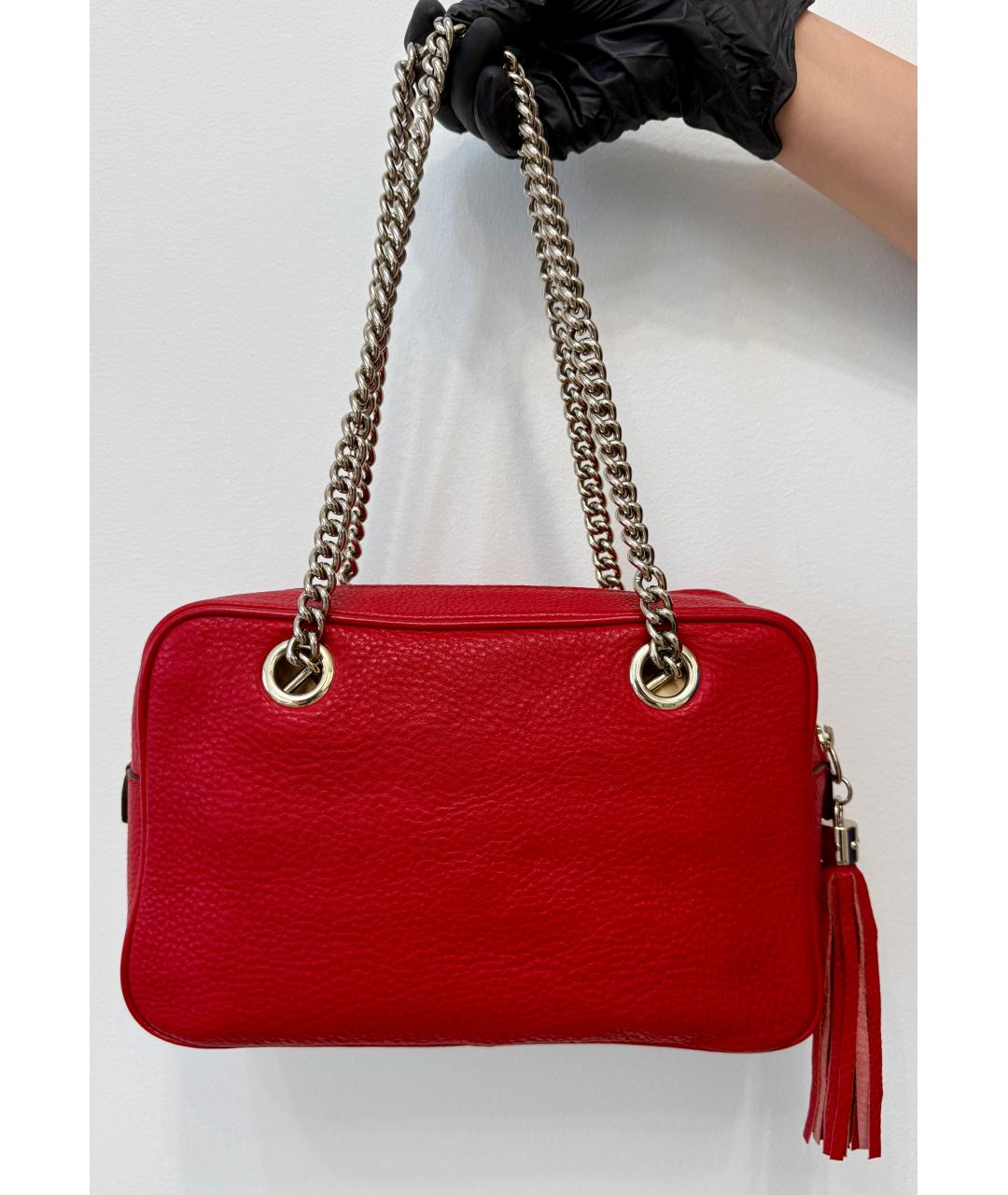 GUCCI Красная кожаная сумка через плечо, фото 6
