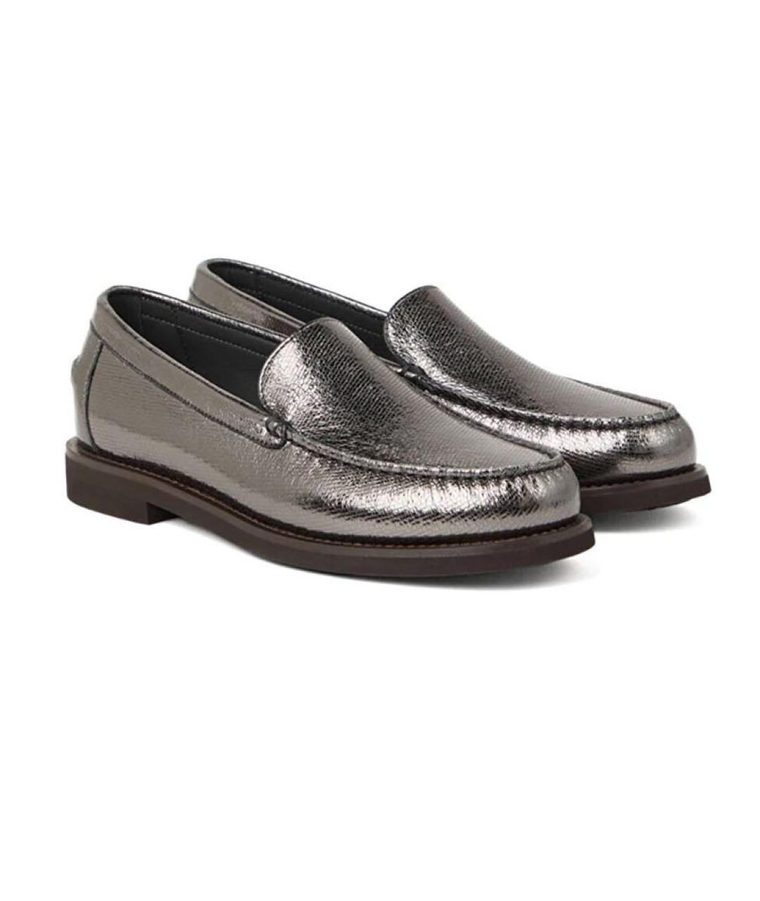 BRUNELLO CUCINELLI Серебряные кожаные лоферы, фото 2