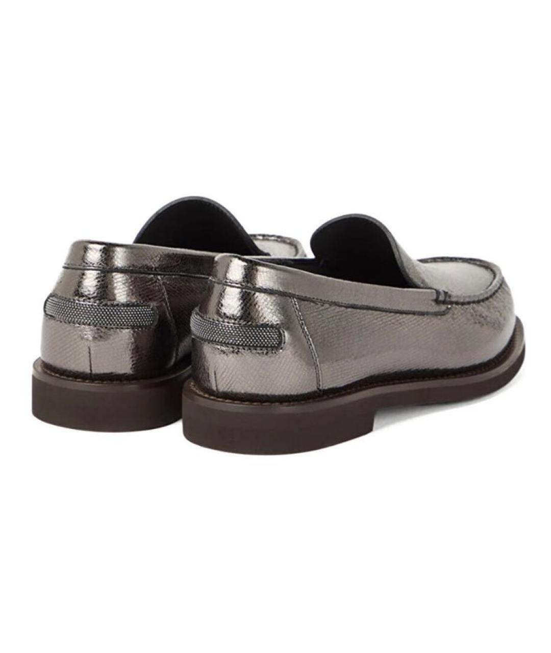 BRUNELLO CUCINELLI Серебряные кожаные лоферы, фото 3