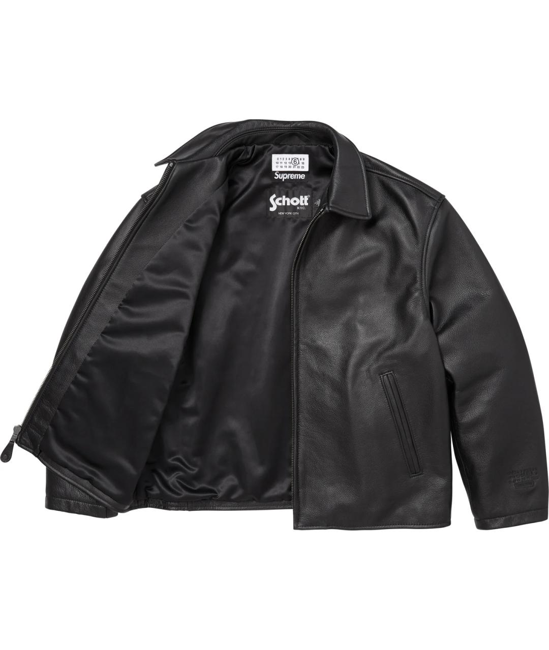 SUPREME Черная кожаная куртка, фото 3