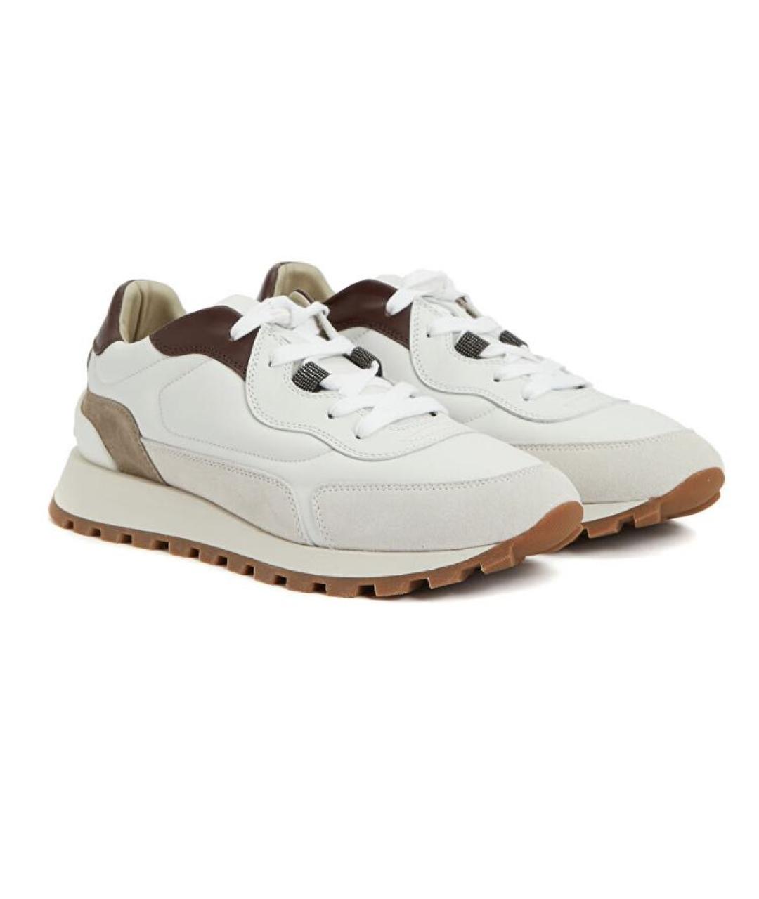 BRUNELLO CUCINELLI Белые кожаные кроссовки, фото 2