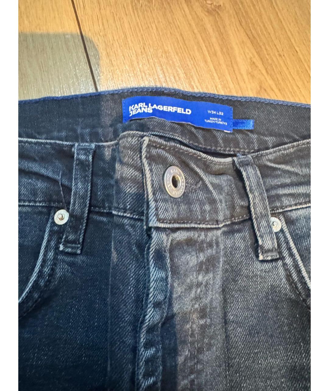 KARL LAGERFELD Темно-синие хлопковые прямые джинсы, фото 5