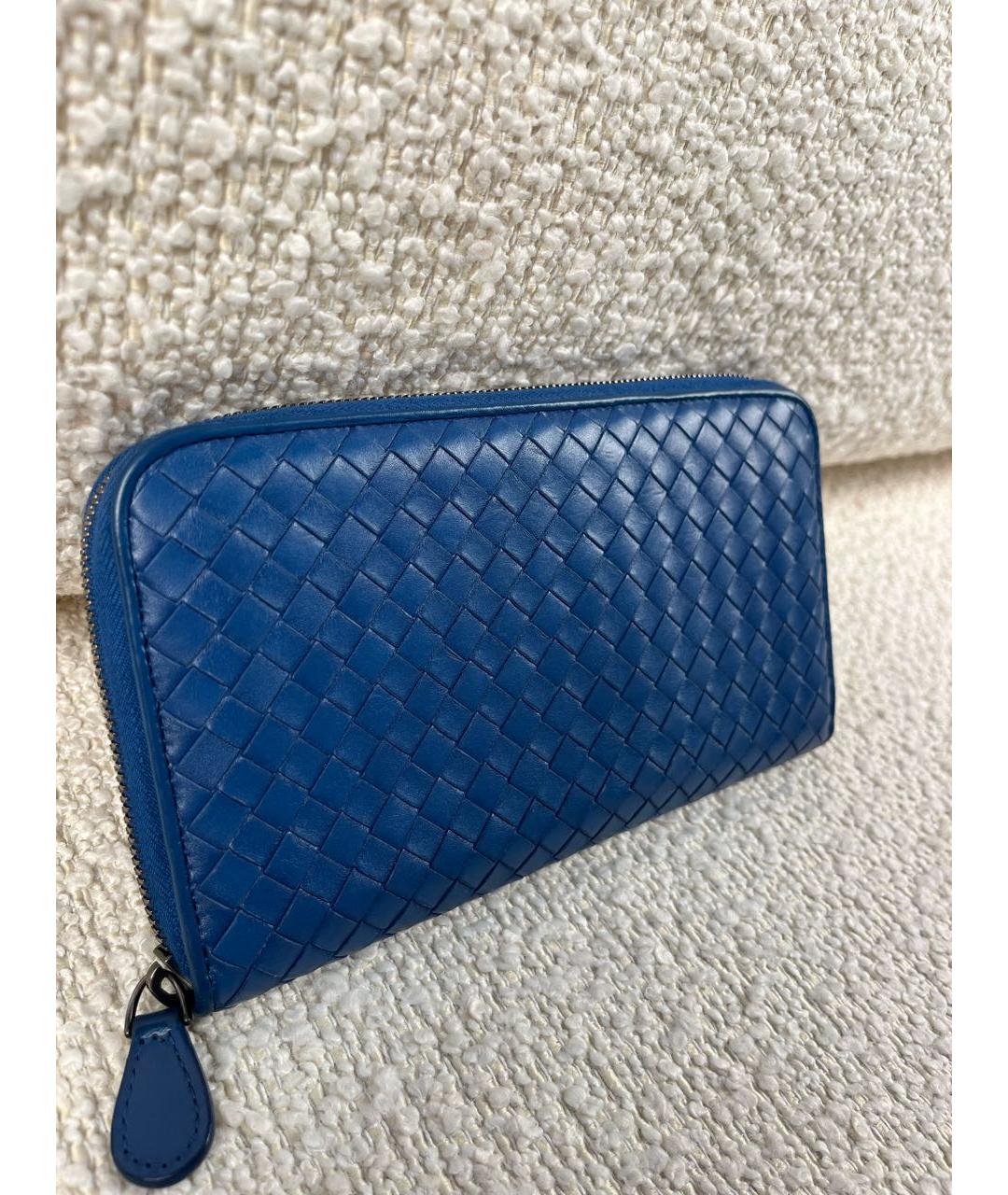 BOTTEGA VENETA Синий кожаный кошелек, фото 7