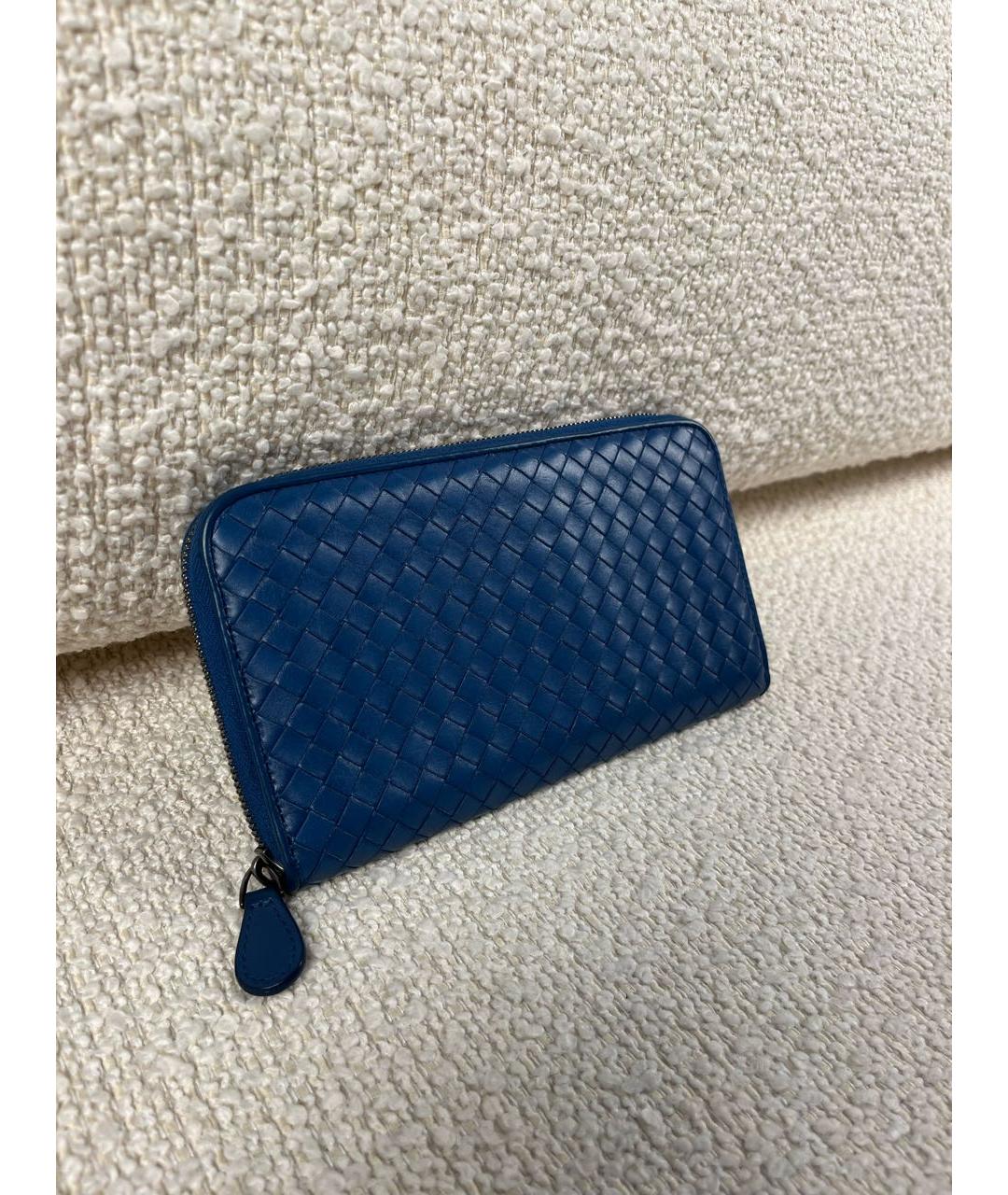 BOTTEGA VENETA Синий кожаный кошелек, фото 2