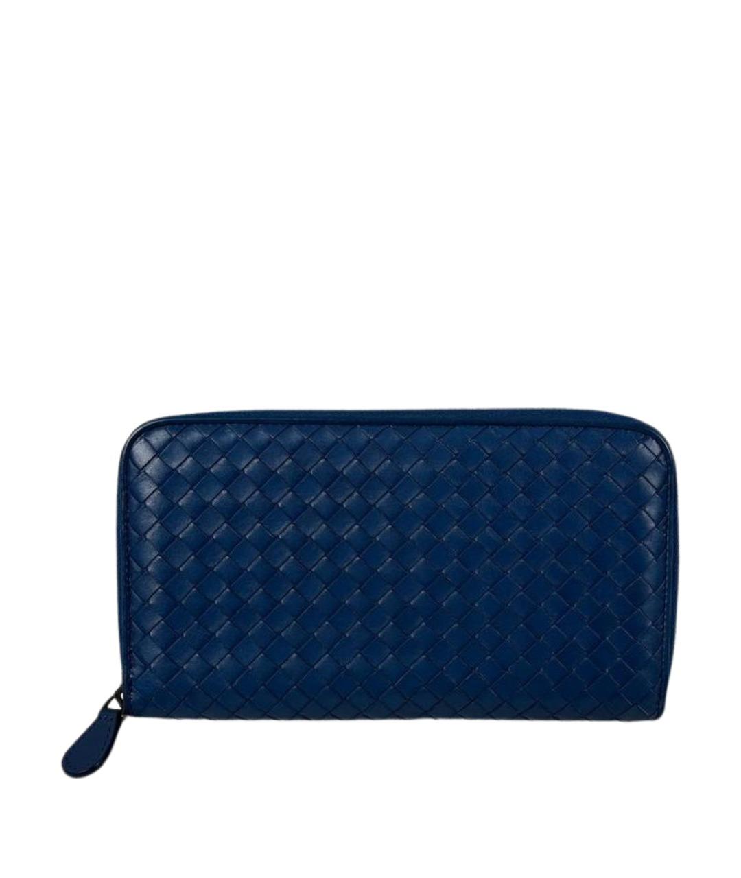 BOTTEGA VENETA Синий кожаный кошелек, фото 1