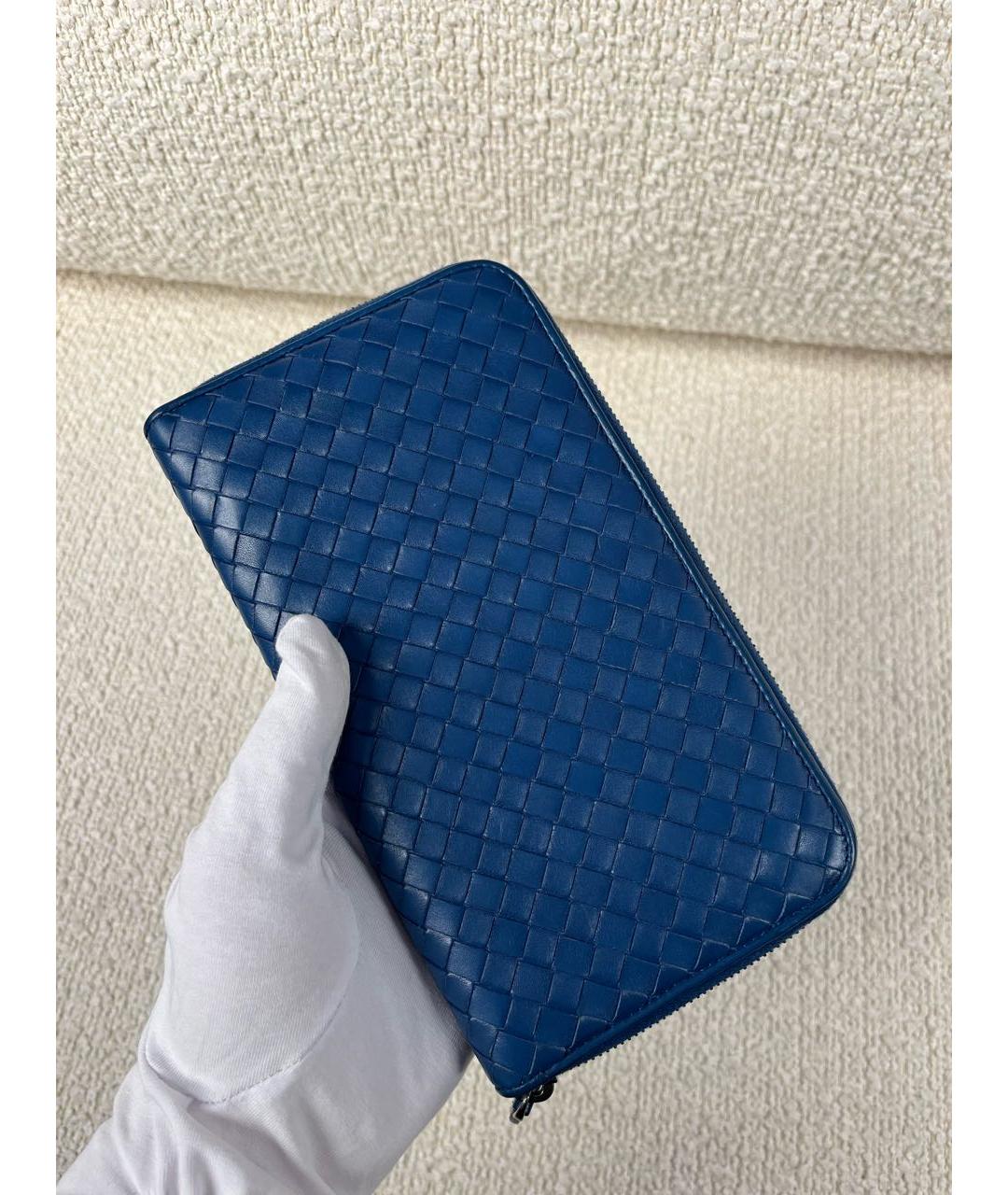 BOTTEGA VENETA Синий кожаный кошелек, фото 5