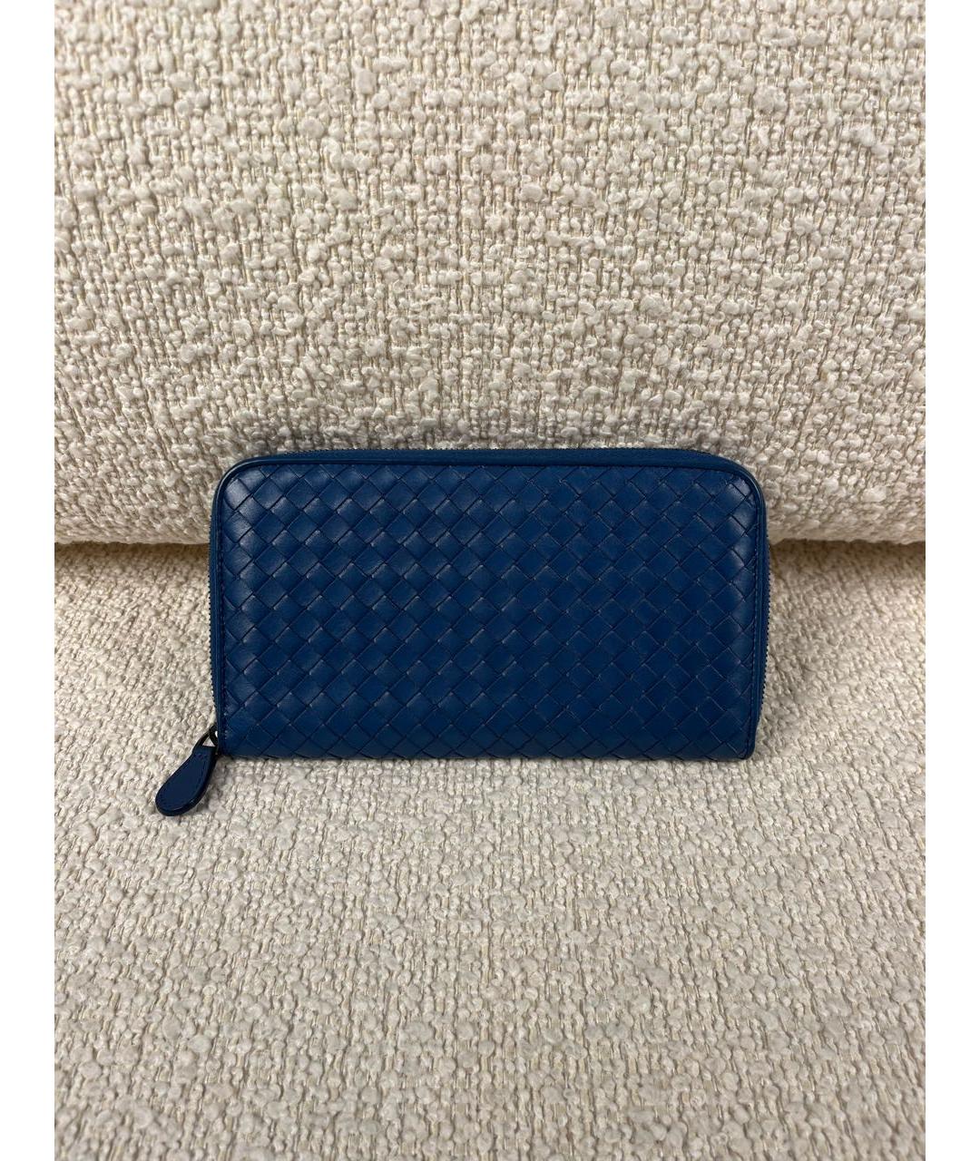 BOTTEGA VENETA Синий кожаный кошелек, фото 9