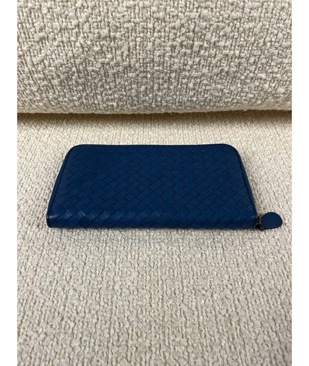 BOTTEGA VENETA Синий кожаный кошелек, фото 8