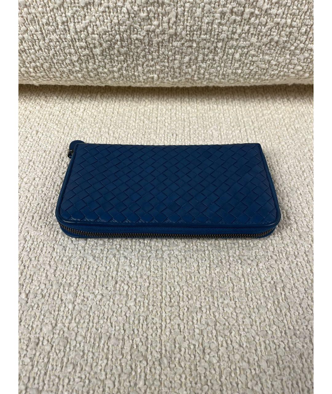 BOTTEGA VENETA Синий кожаный кошелек, фото 6