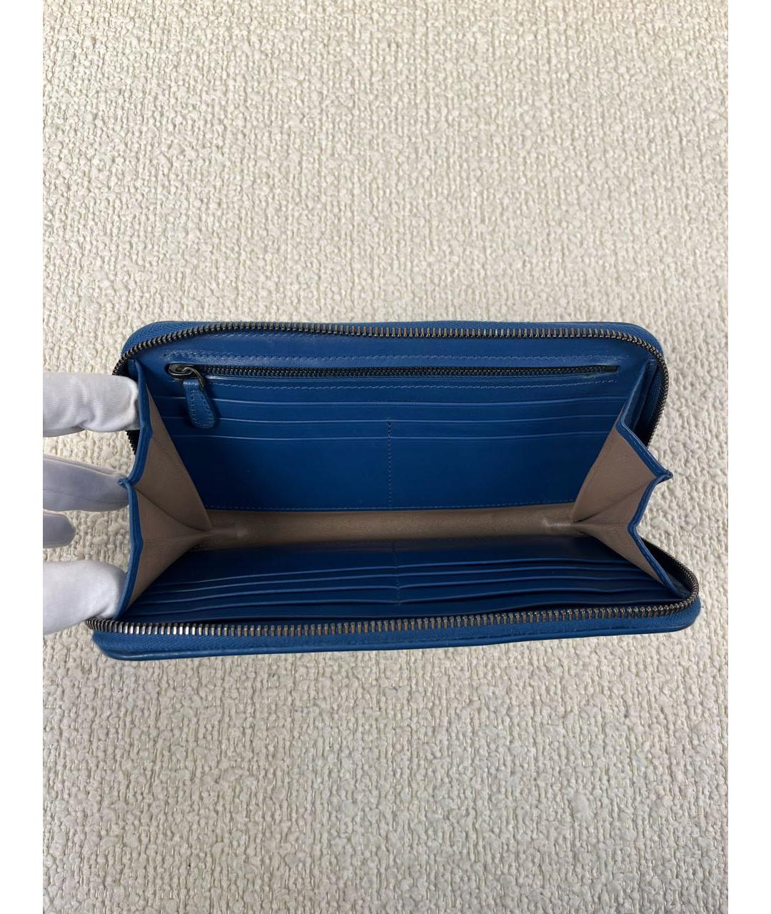 BOTTEGA VENETA Синий кожаный кошелек, фото 3