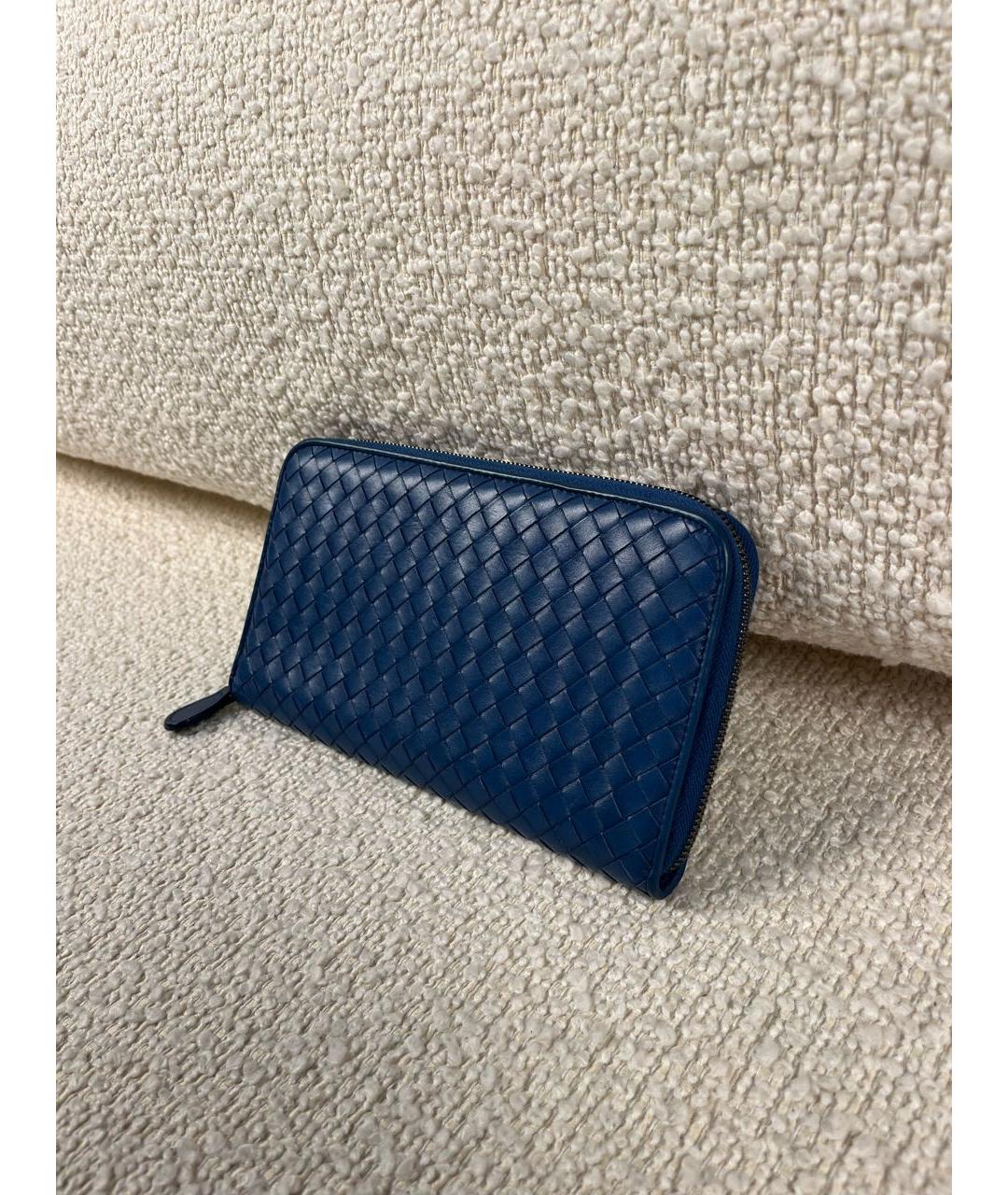 BOTTEGA VENETA Синий кожаный кошелек, фото 4