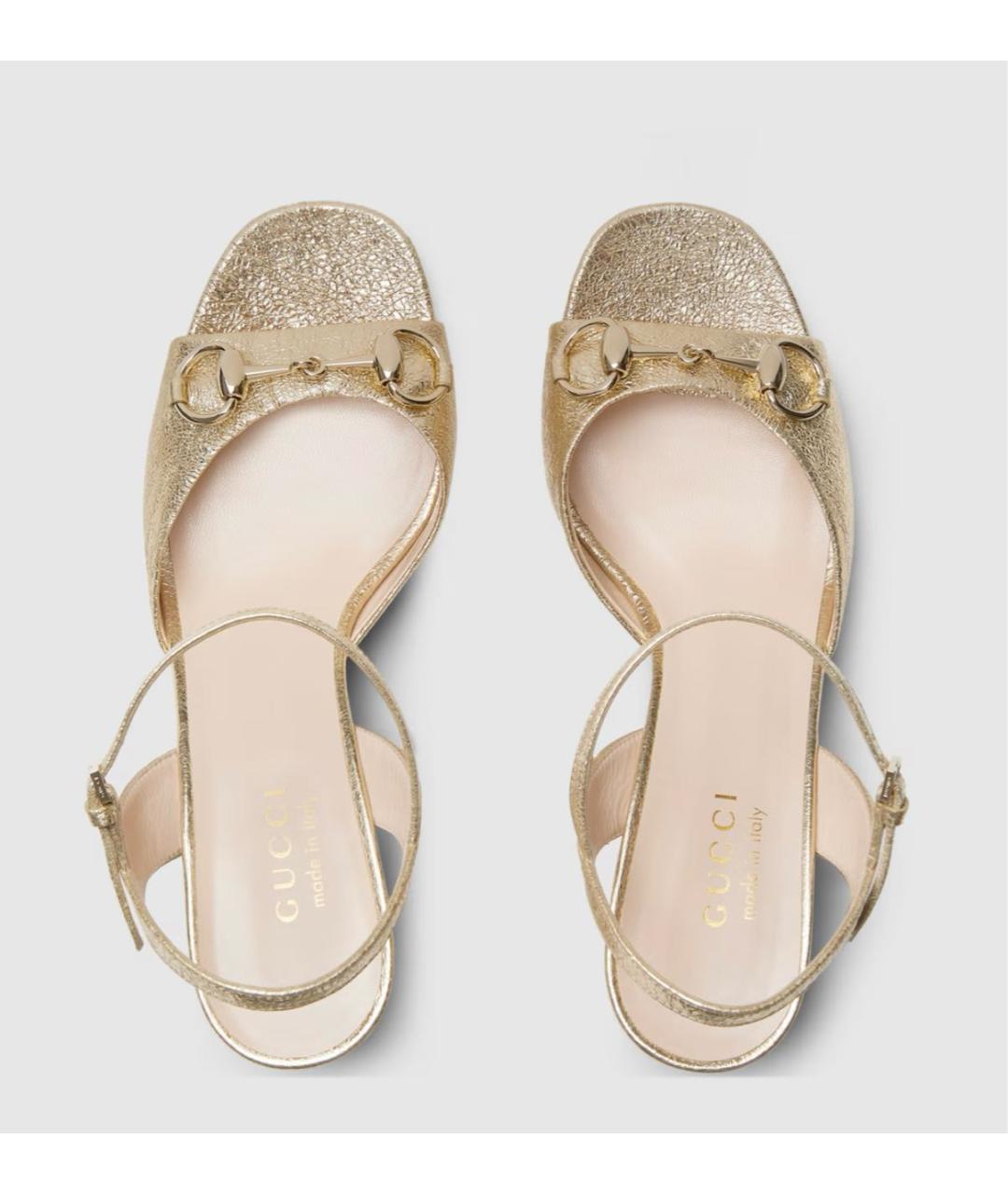 GUCCI Золотые босоножки, фото 6