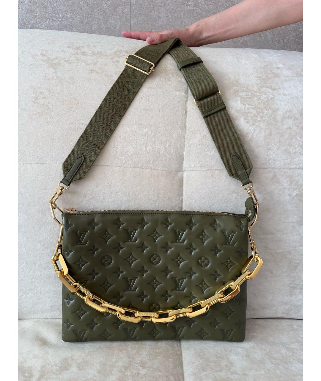 LOUIS VUITTON Хаки кожаная сумка через плечо, фото 9