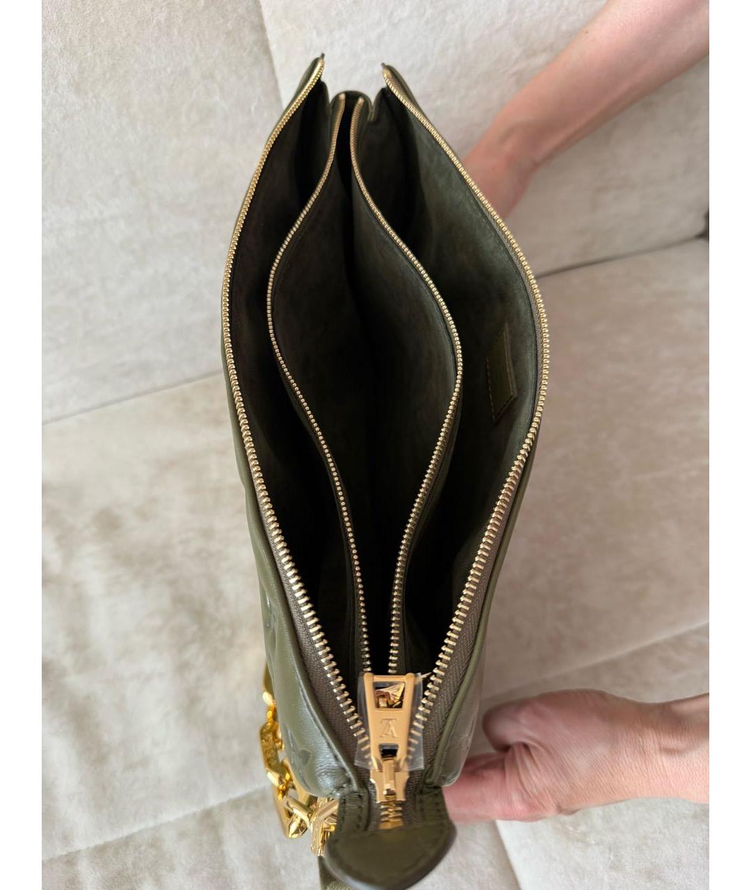 LOUIS VUITTON Хаки кожаная сумка через плечо, фото 5