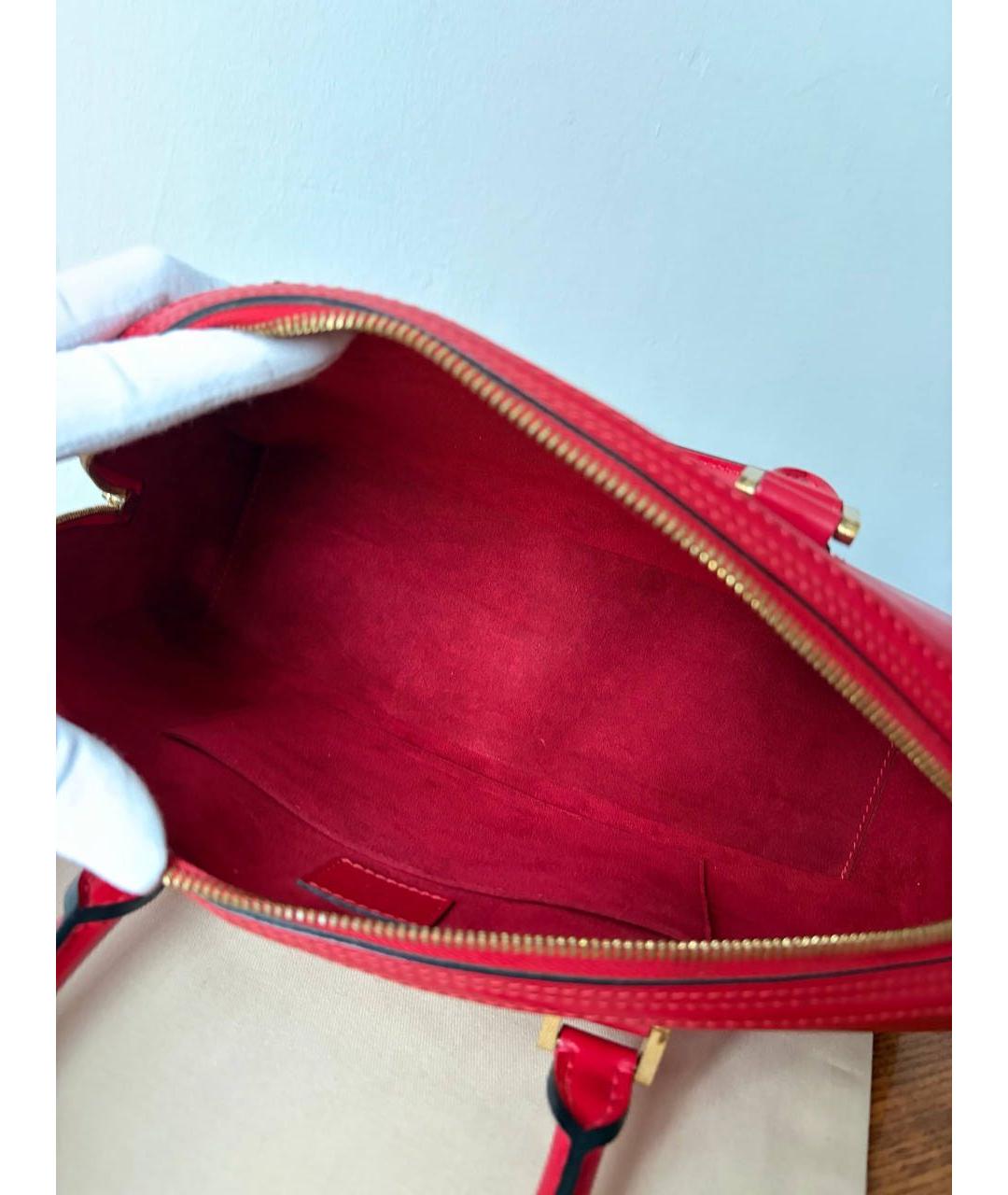 LOUIS VUITTON Красная кожаная сумка с короткими ручками, фото 7