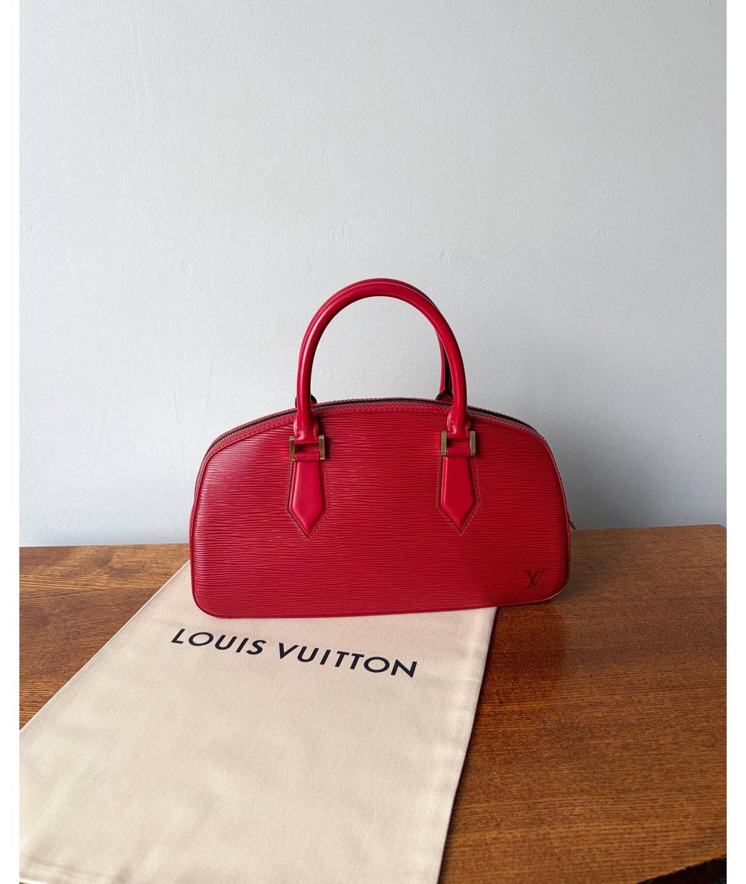 LOUIS VUITTON Красная кожаная сумка с короткими ручками, фото 3