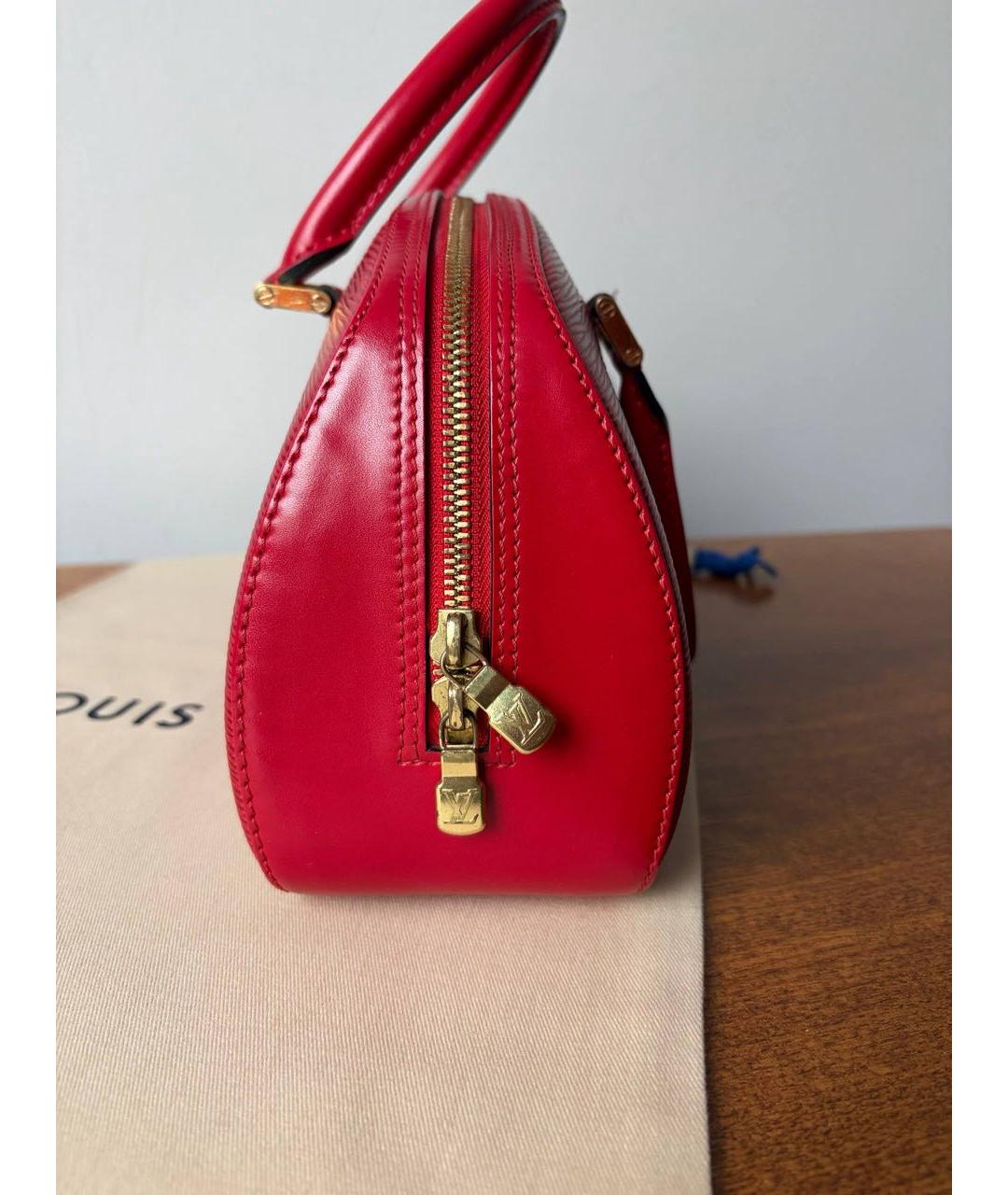 LOUIS VUITTON Красная кожаная сумка с короткими ручками, фото 5