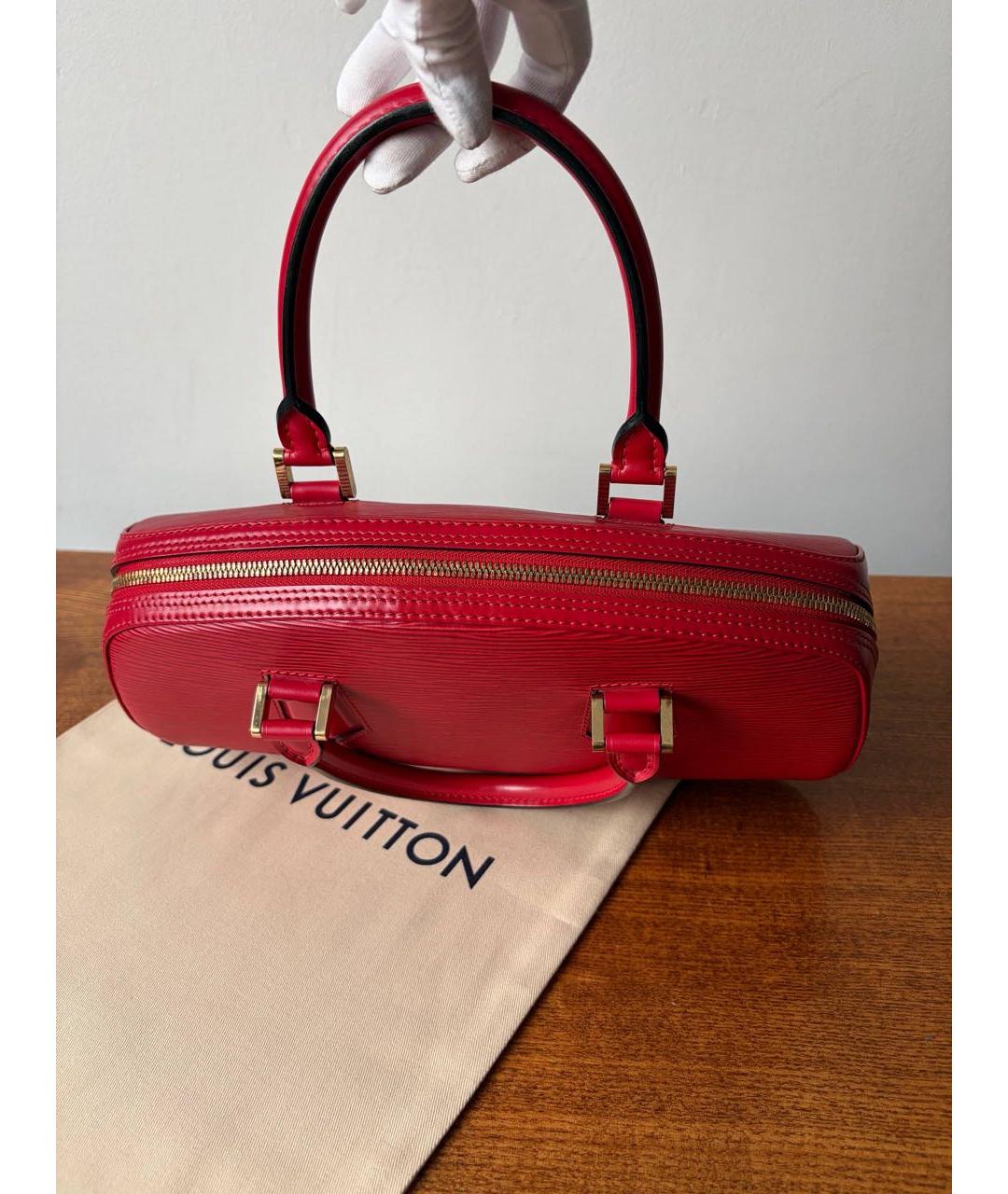 LOUIS VUITTON Красная кожаная сумка с короткими ручками, фото 6