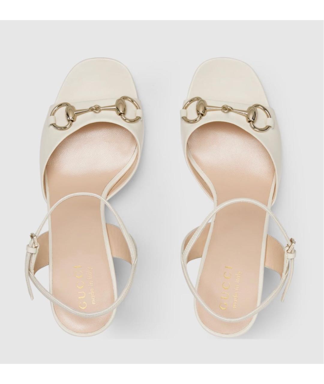 GUCCI Белые кожаные босоножки, фото 5