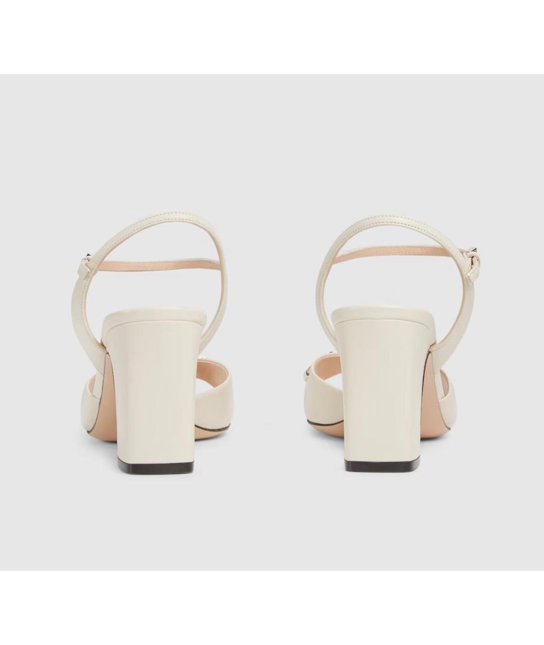 GUCCI Белые кожаные босоножки, фото 4