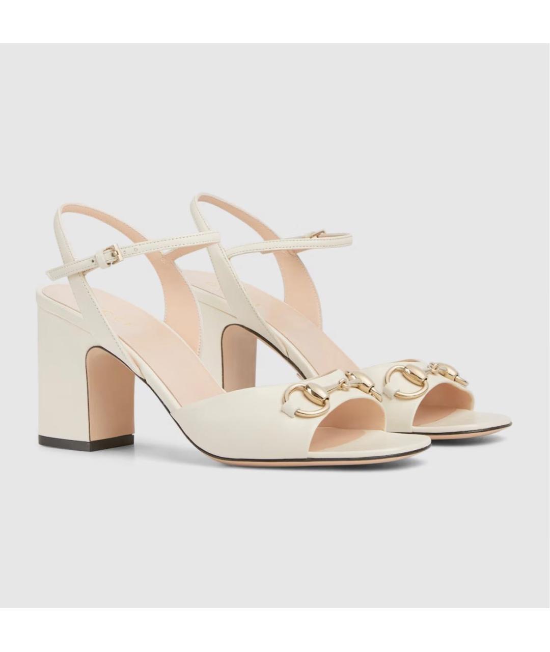 GUCCI Белые кожаные босоножки, фото 2