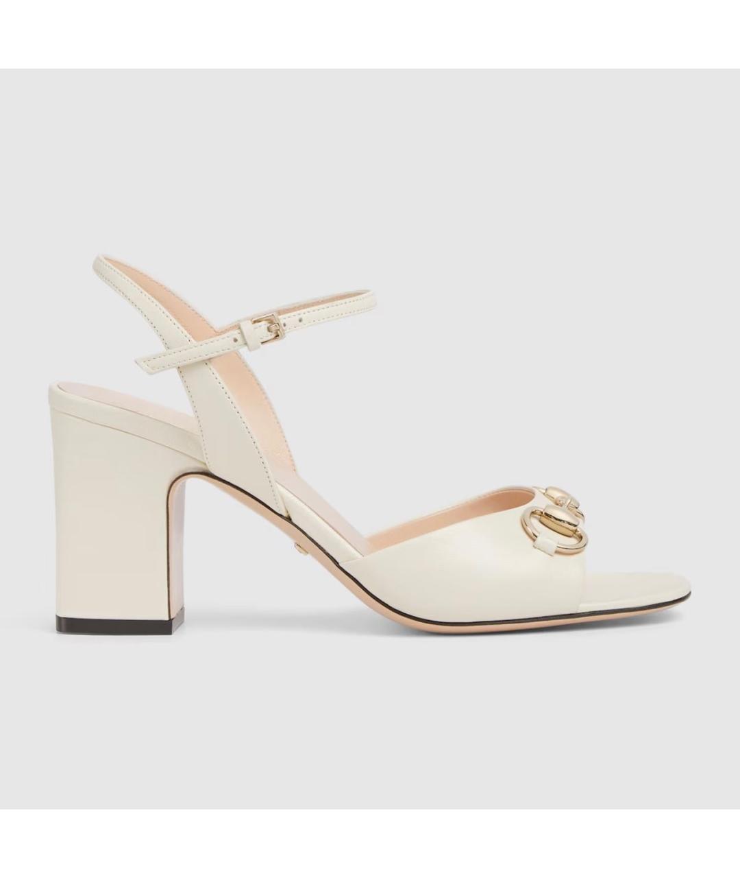 GUCCI Белые кожаные босоножки, фото 6