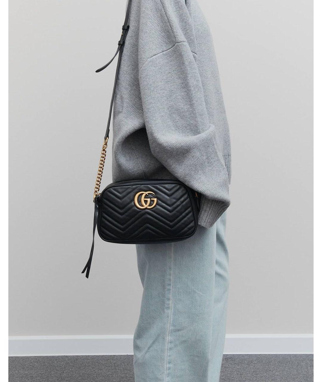 GUCCI Черная кожаная сумка через плечо, фото 2