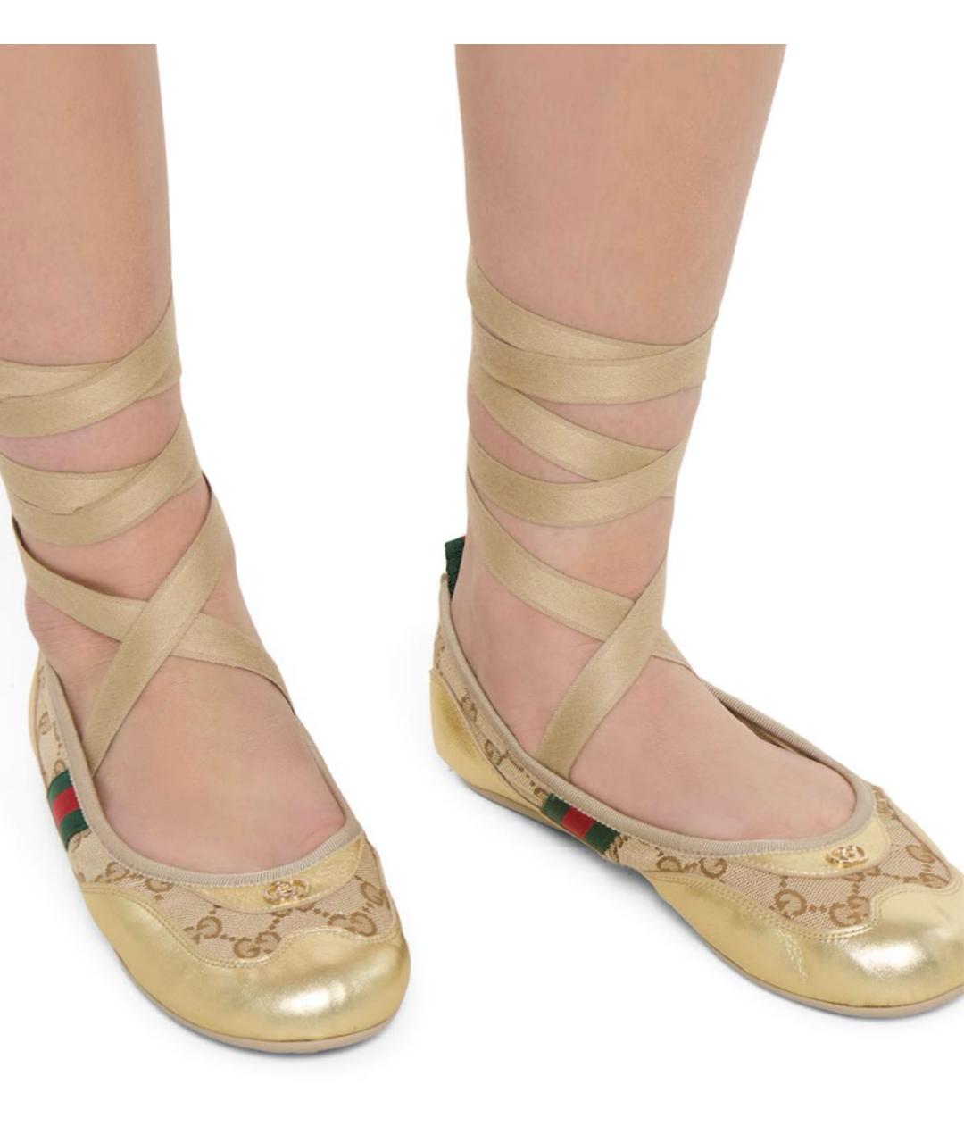 GUCCI Золотые балетки, фото 3