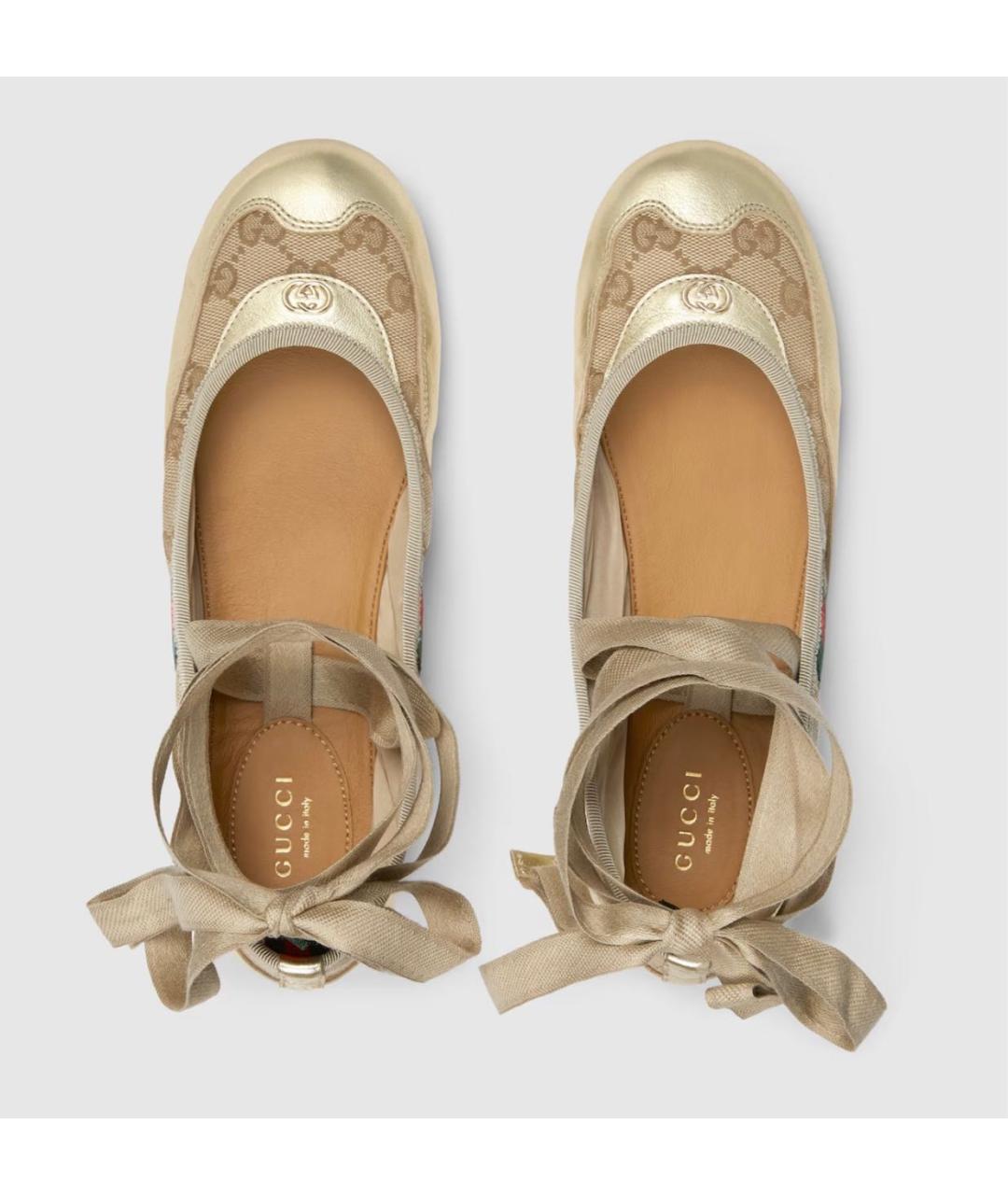 GUCCI Золотые балетки, фото 4