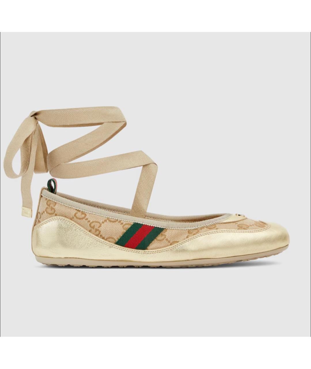 GUCCI Золотые балетки, фото 5