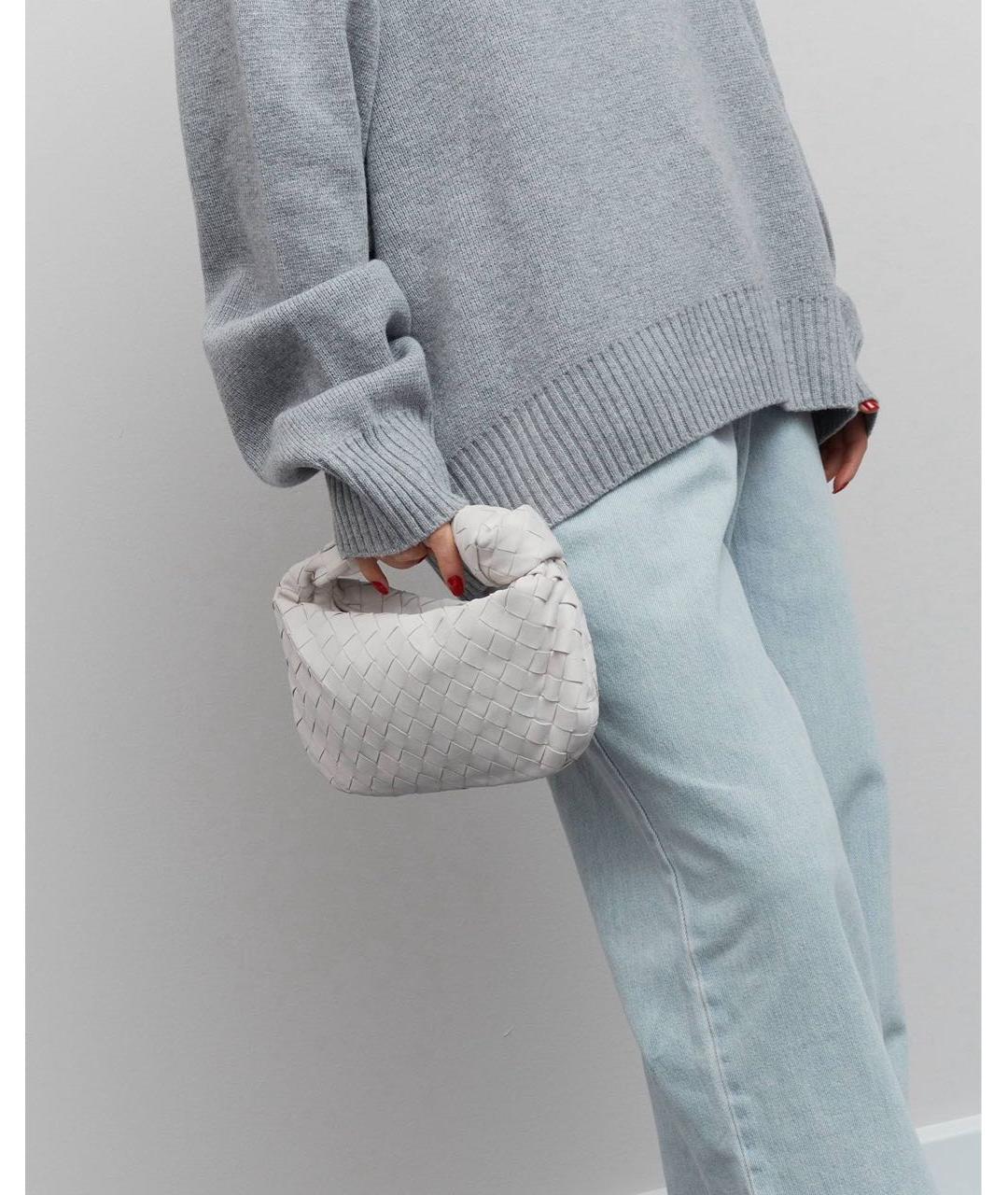 BOTTEGA VENETA Белая кожаная сумка с короткими ручками, фото 3