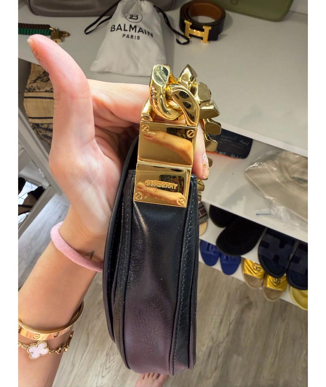 BURBERRY Черная кожаная сумка через плечо, фото 6