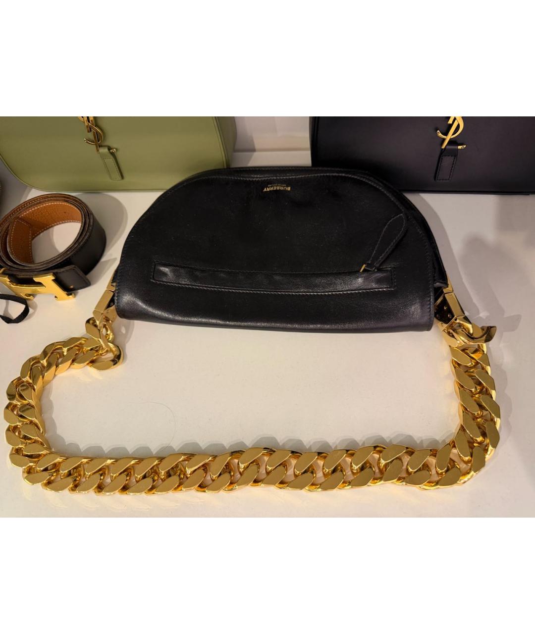 BURBERRY Черная кожаная сумка через плечо, фото 9