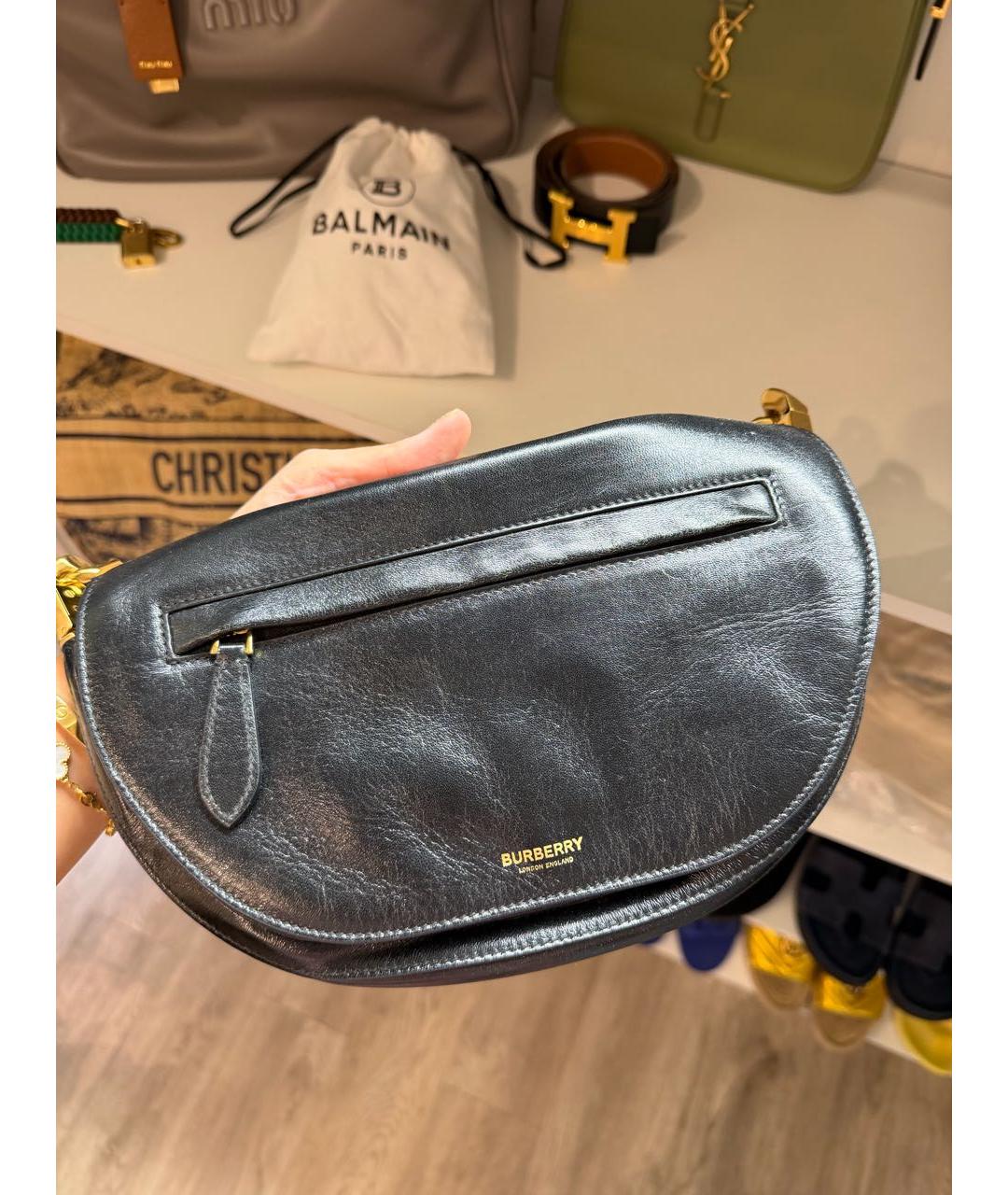 BURBERRY Черная кожаная сумка через плечо, фото 3