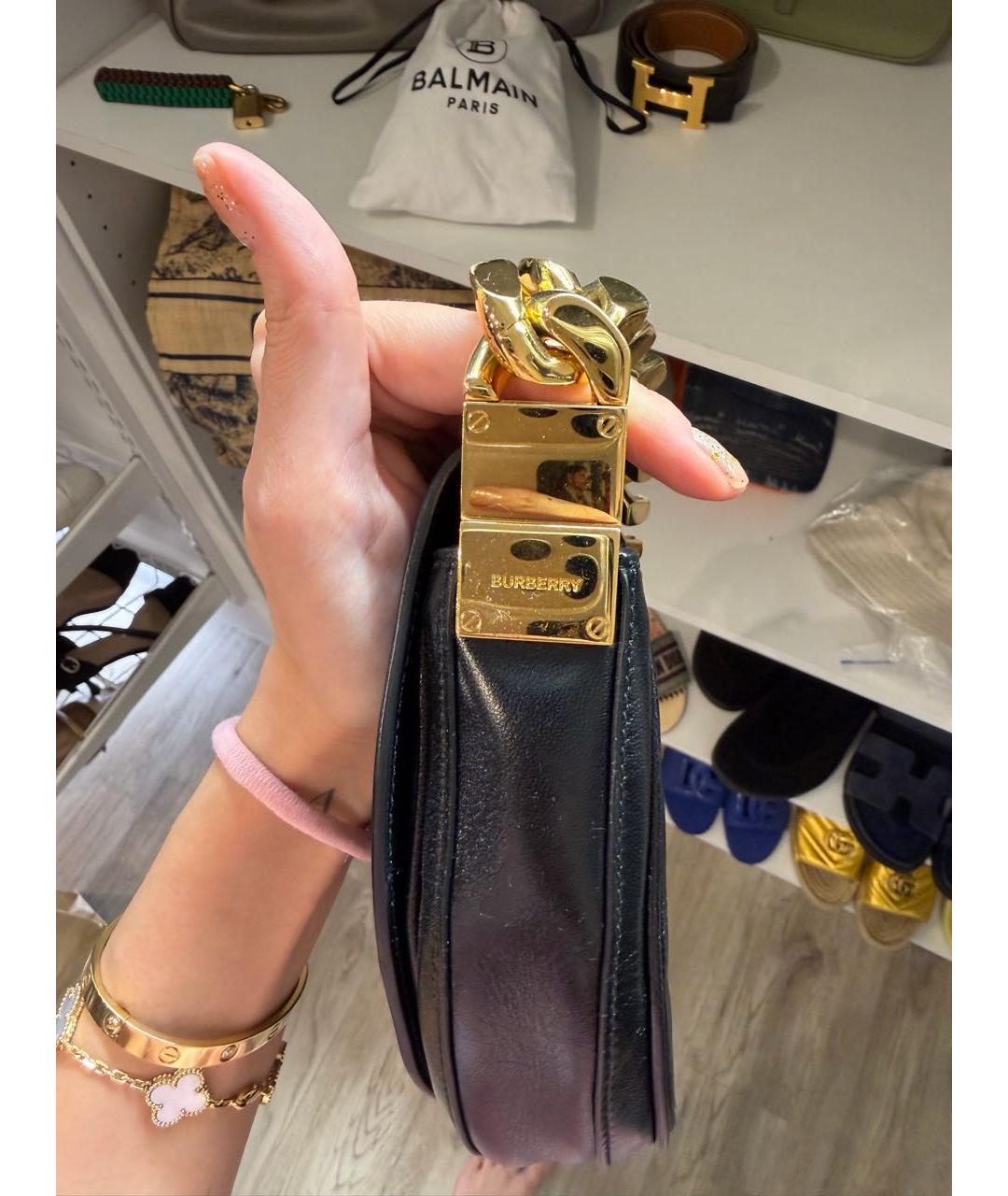 BURBERRY Черная кожаная сумка через плечо, фото 5