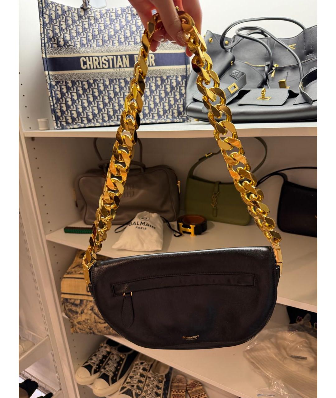 BURBERRY Черная кожаная сумка через плечо, фото 2