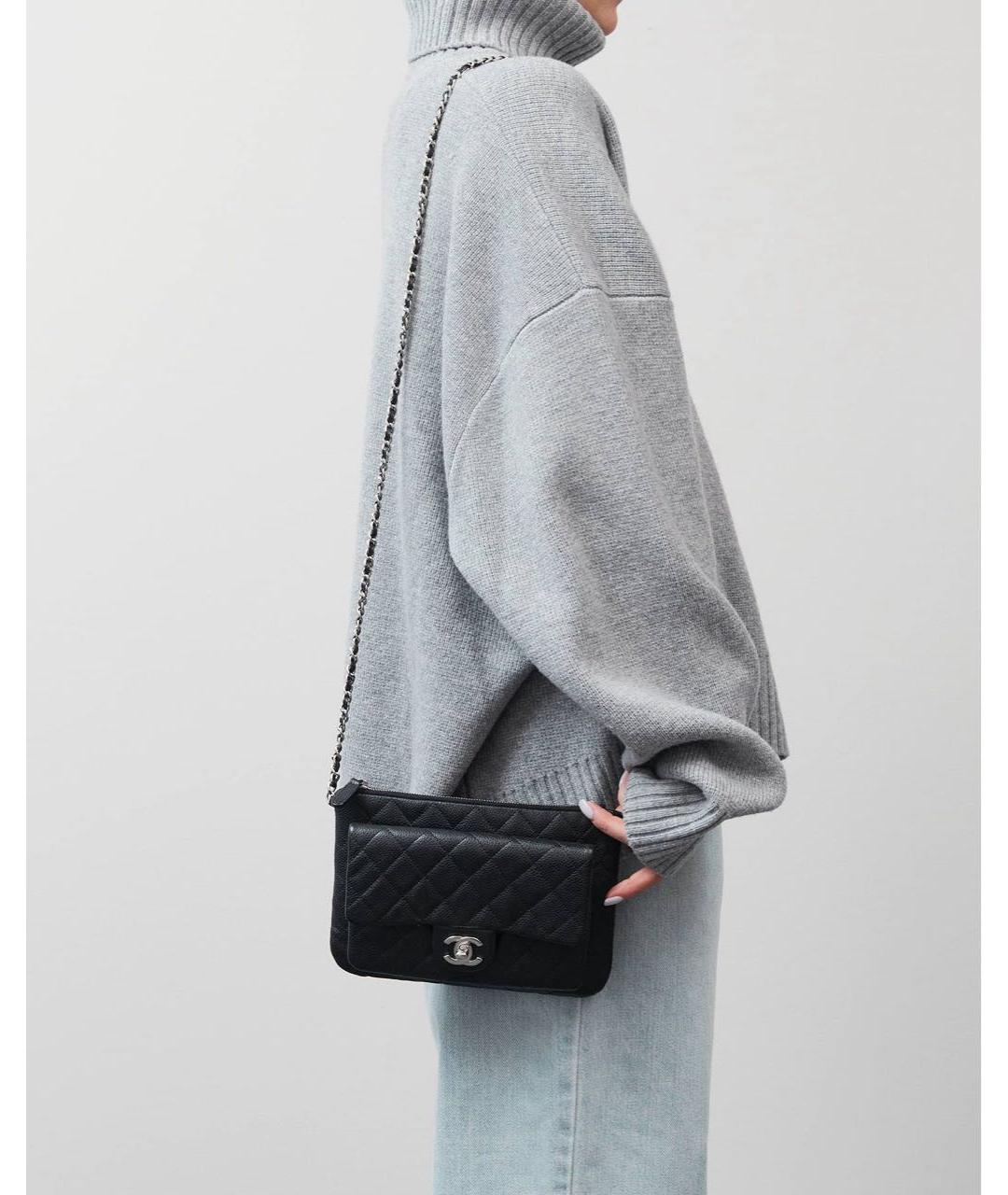 CHANEL Черная кожаная сумка через плечо, фото 2