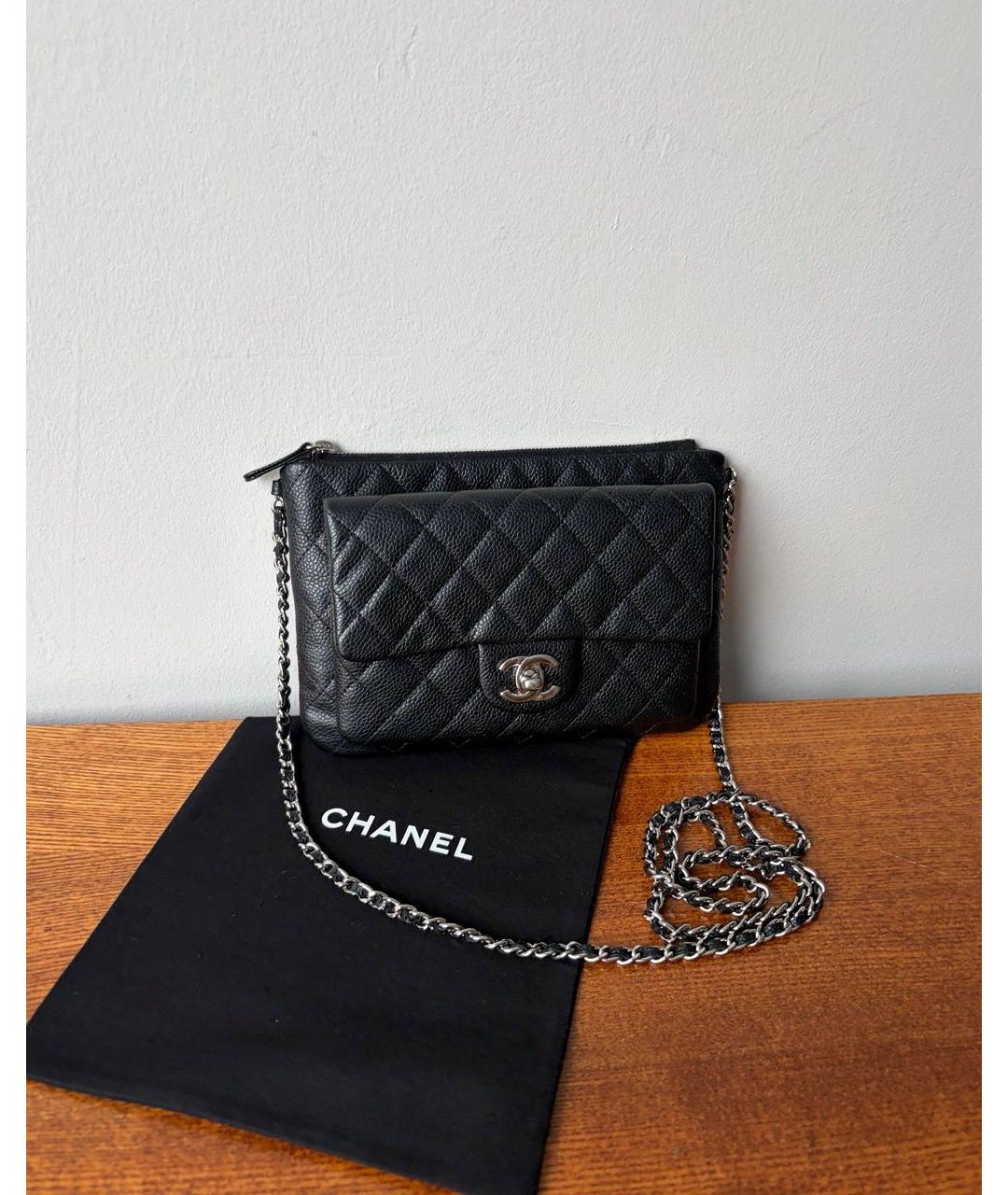 CHANEL Черная кожаная сумка через плечо, фото 9