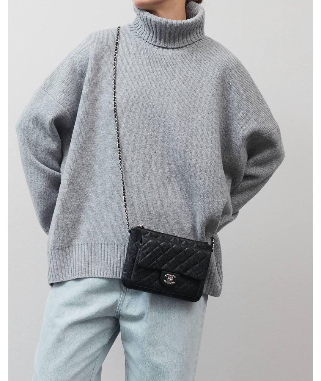 CHANEL Черная кожаная сумка через плечо, фото 3