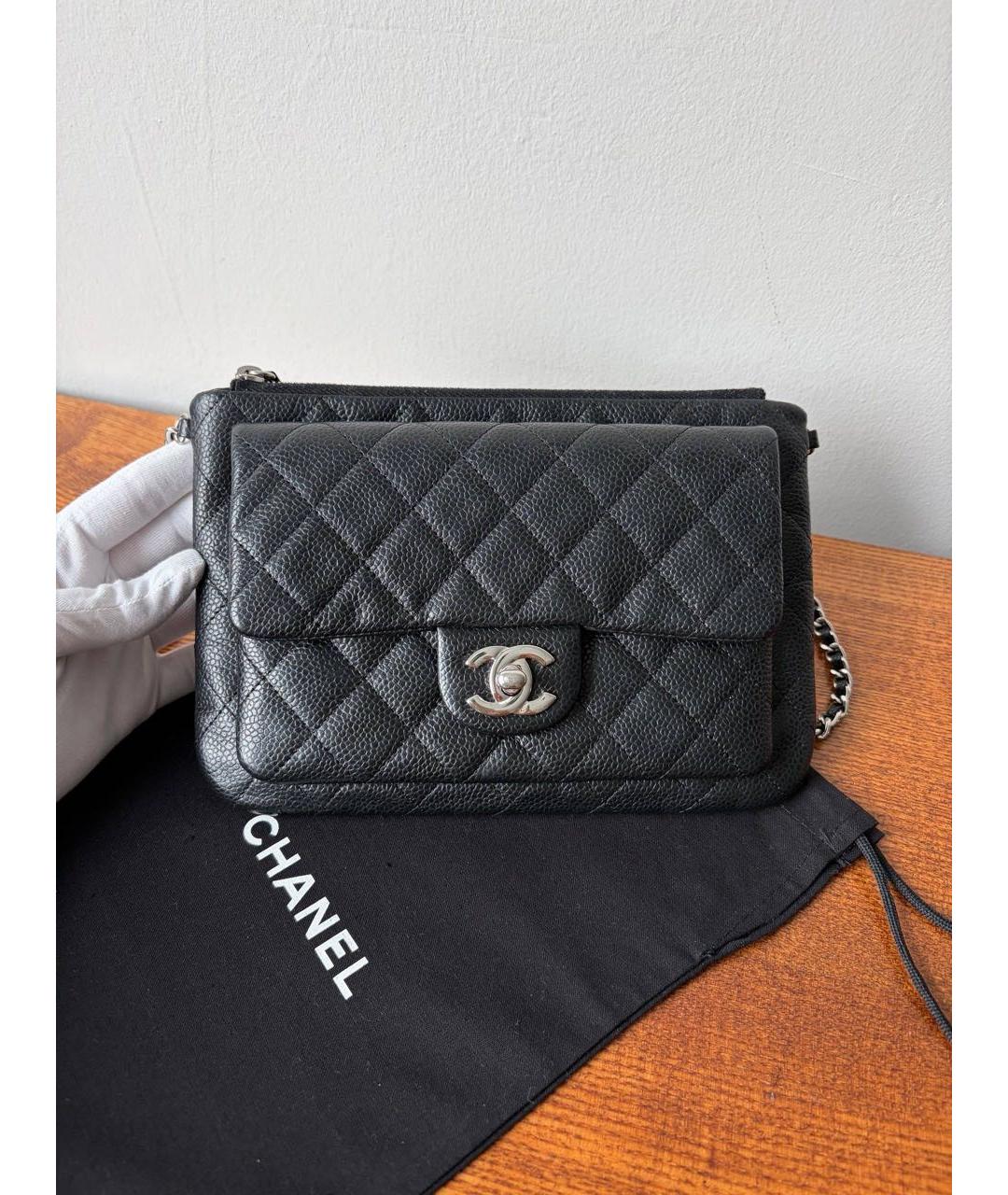 CHANEL Черная кожаная сумка через плечо, фото 4