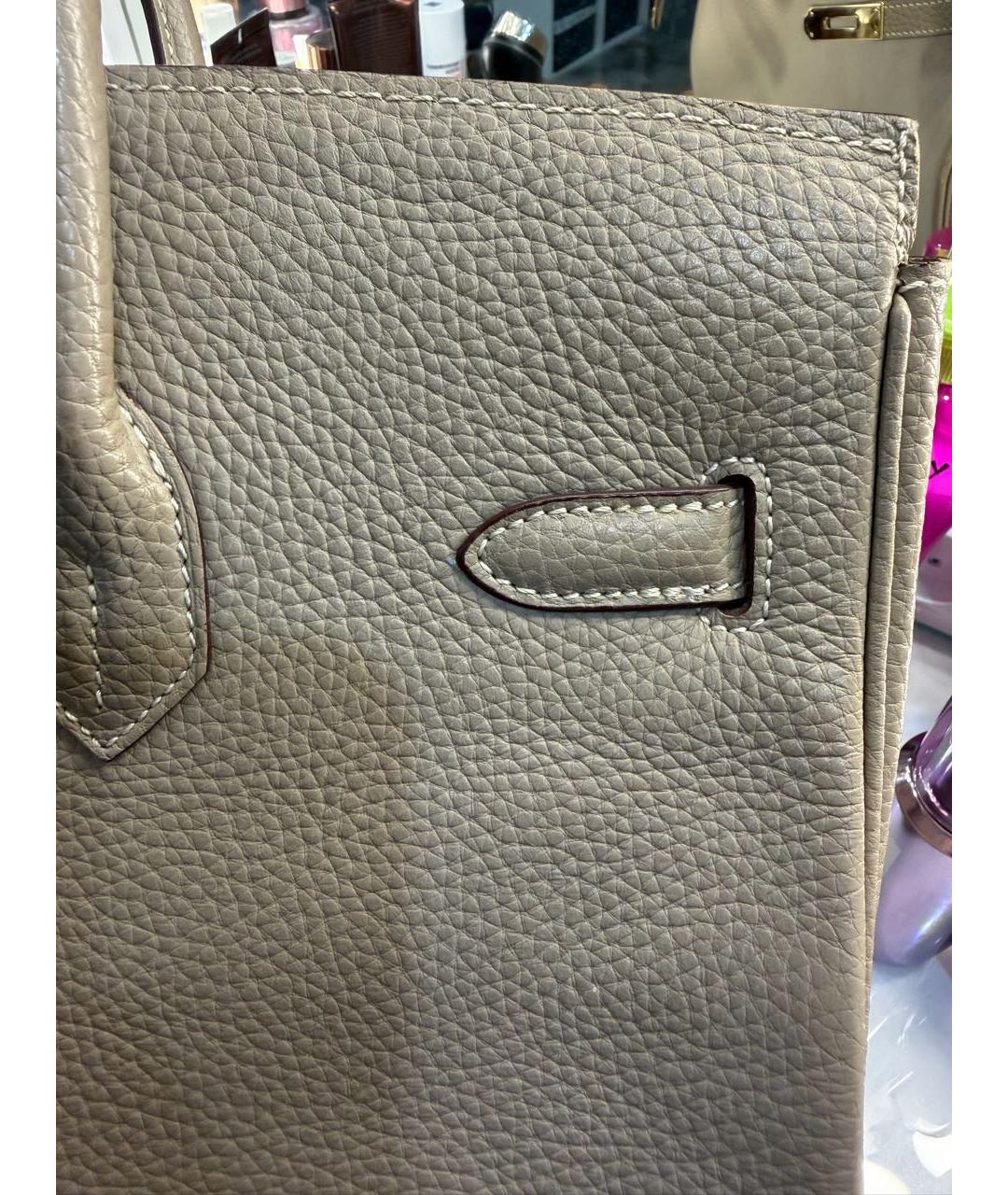 HERMES Бежевая кожаная сумка с короткими ручками, фото 5