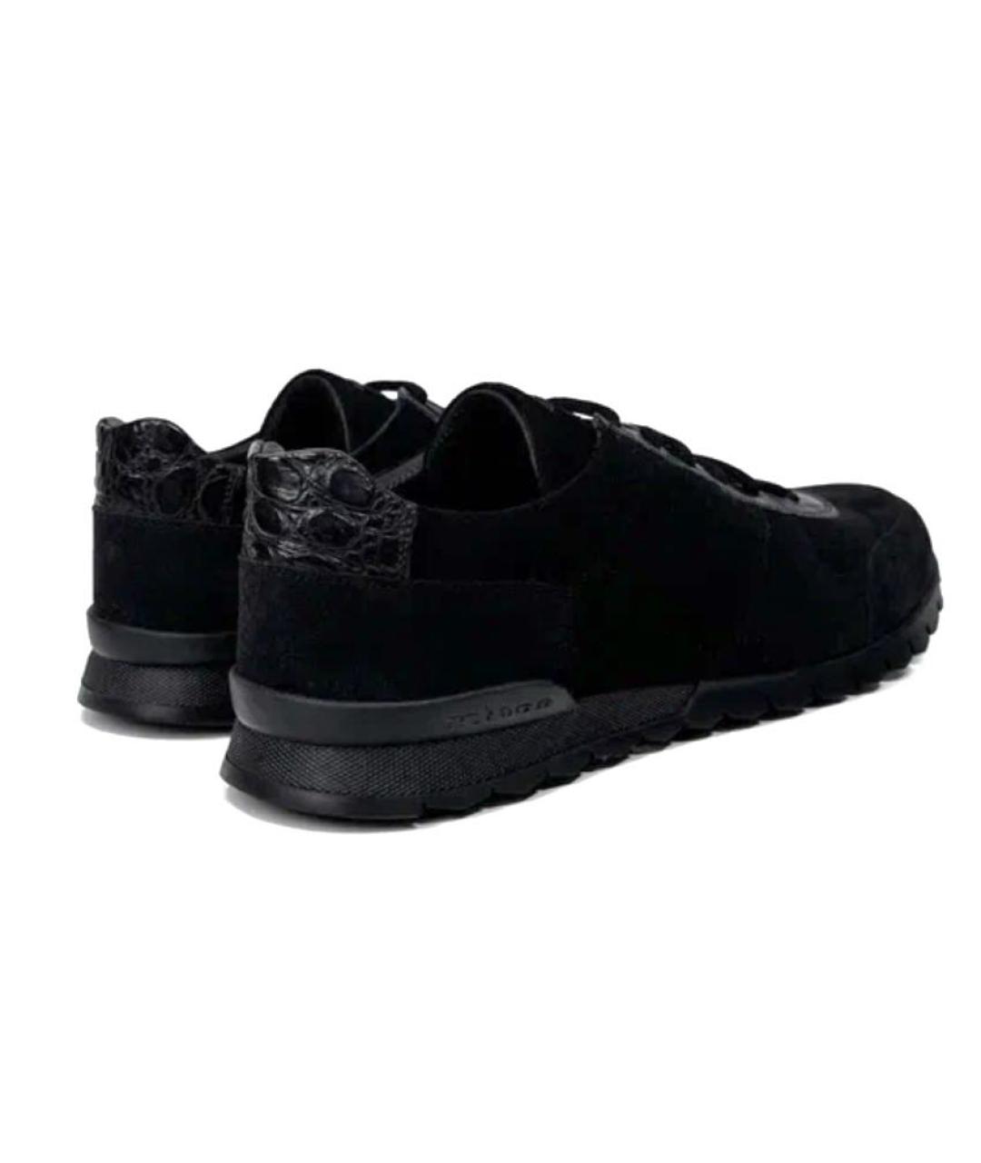 KITON Черные кожаные низкие кроссовки / кеды, фото 5