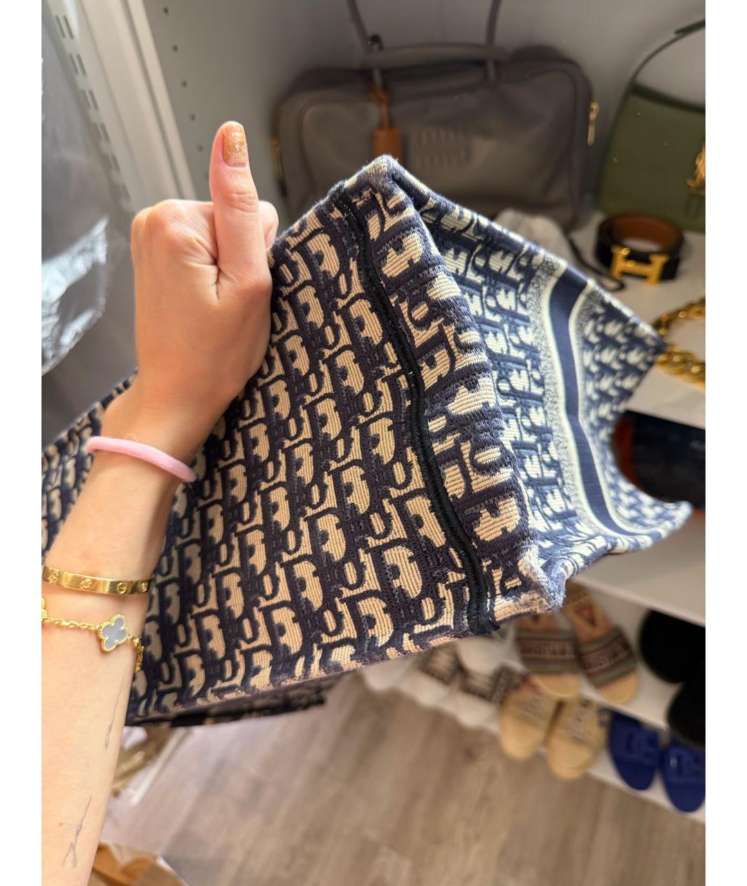 CHRISTIAN DIOR Синяя жаккардовая сумка тоут, фото 8