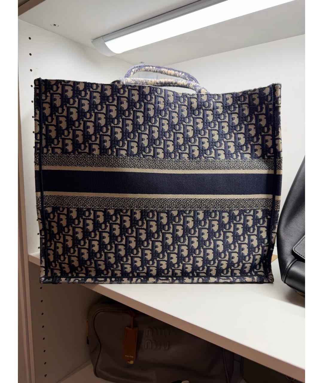 CHRISTIAN DIOR Синяя жаккардовая сумка тоут, фото 3