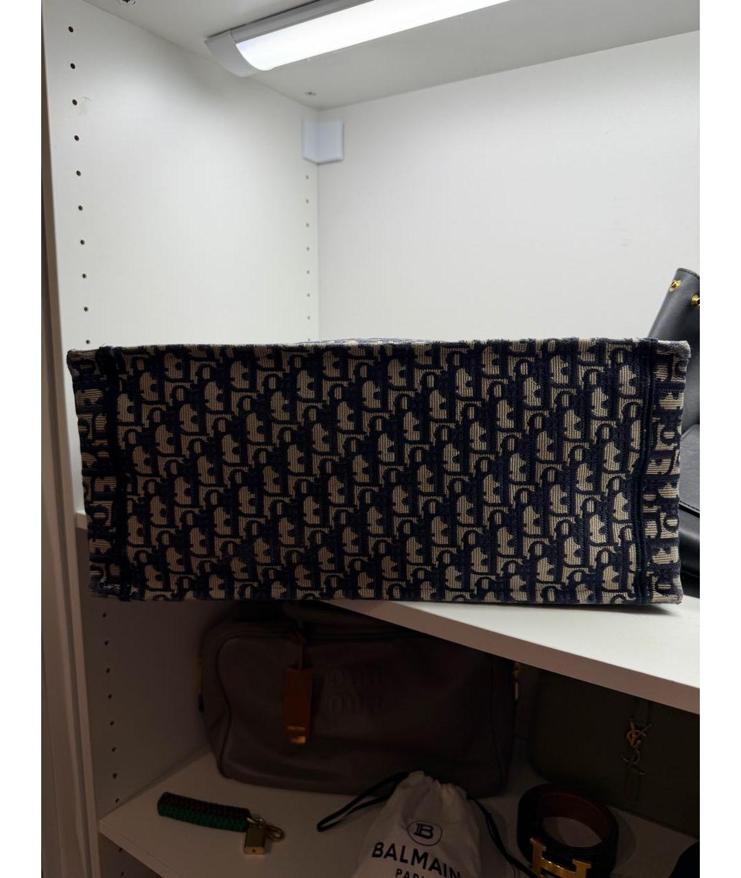 CHRISTIAN DIOR Синяя жаккардовая сумка тоут, фото 4