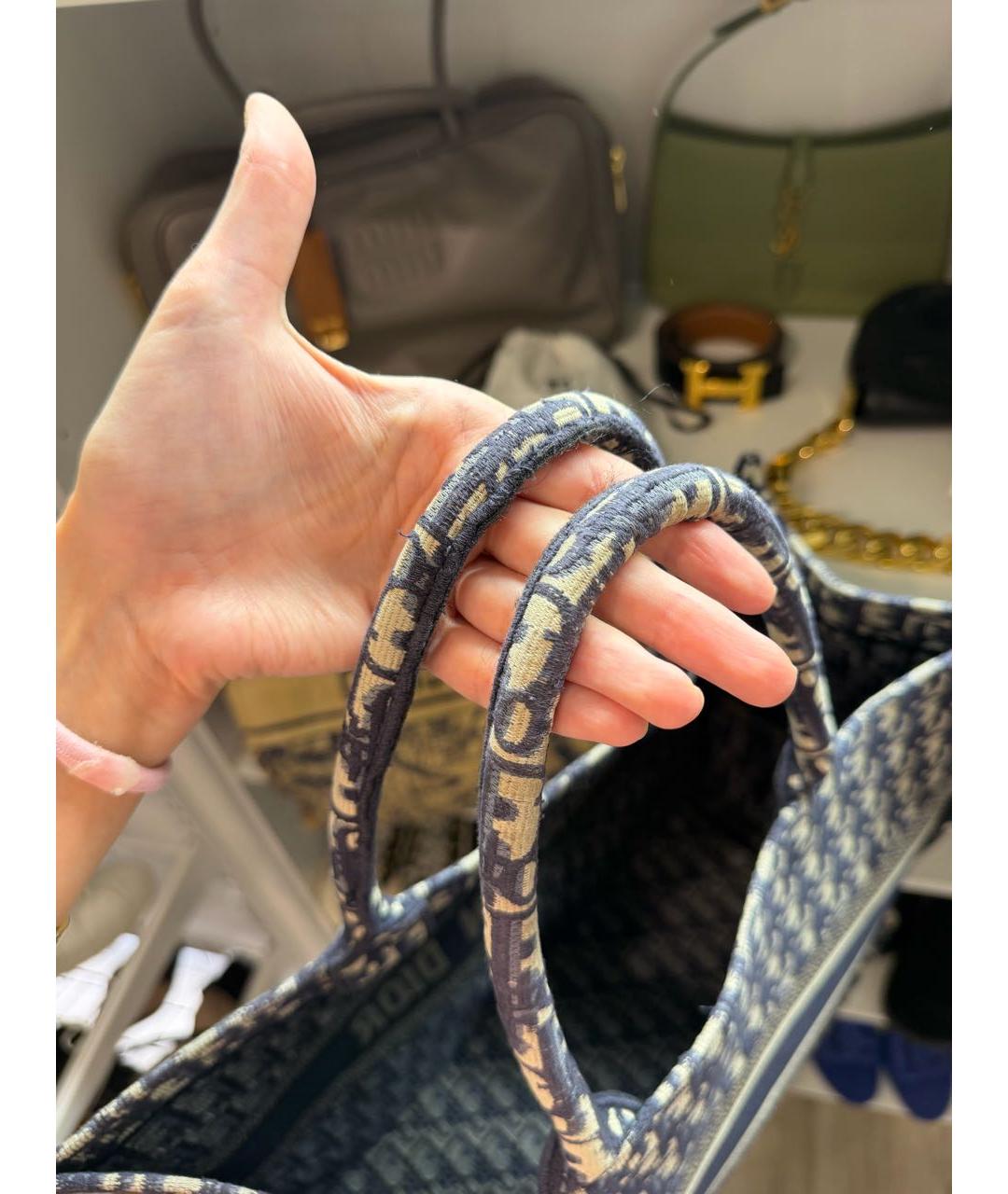 CHRISTIAN DIOR Синяя жаккардовая сумка тоут, фото 5