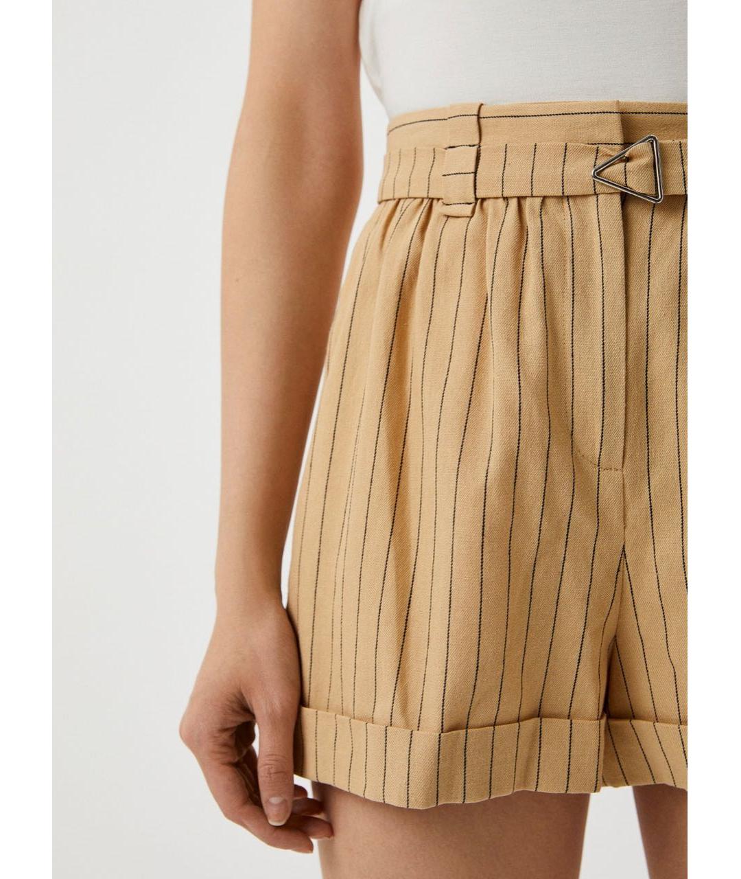 MAJE Бежевые льняные шорты, фото 3