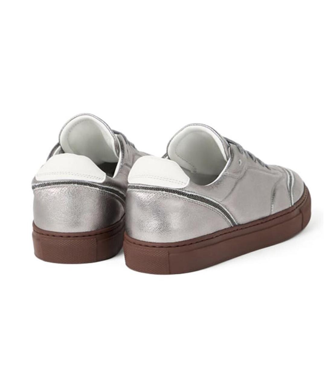 BRUNELLO CUCINELLI Серебряные кожаные кеды, фото 3