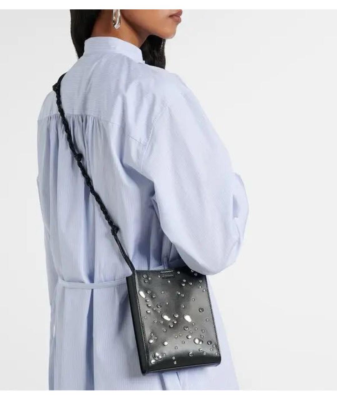 JIL SANDER Черная кожаная сумка через плечо, фото 8